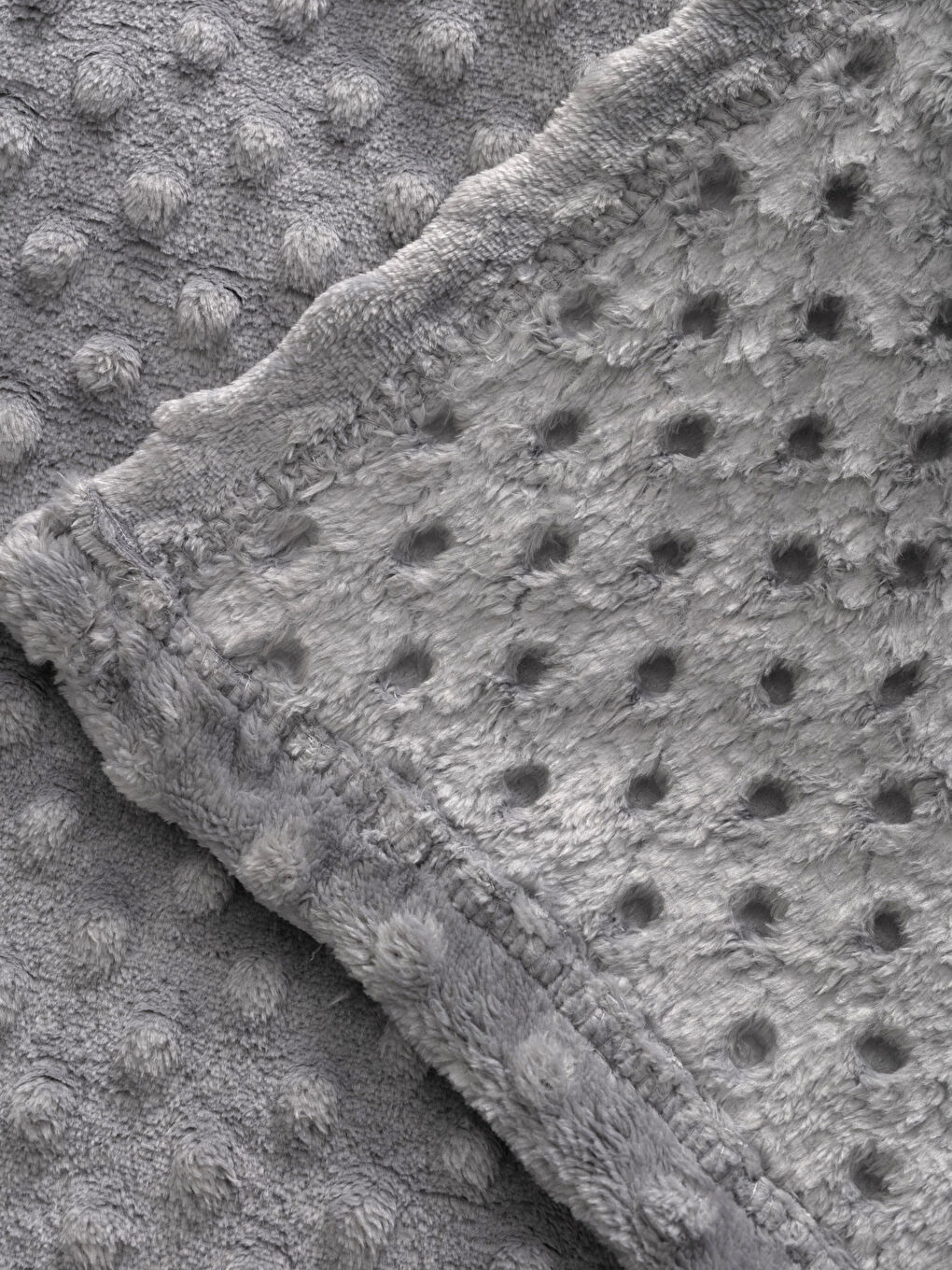 Gri Çift Kişilik Tomurcuk Yumuşak Dokulu Battaniye 200x220 cm-3