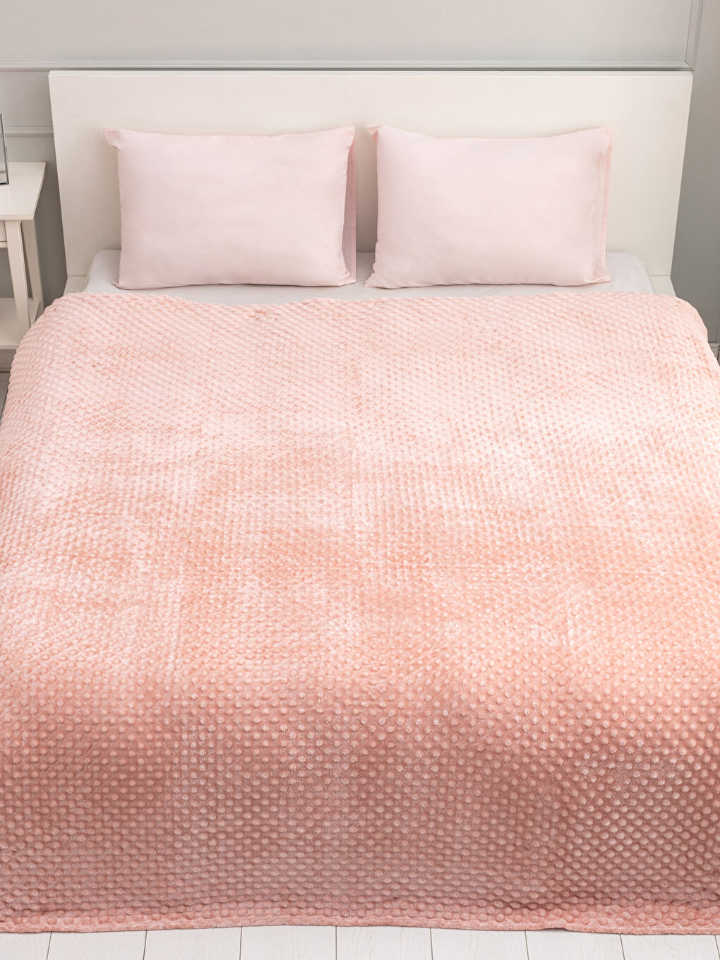 بطانية مزدوجة بنقشة برعم ناعمة الملمس 200x220 سم-1