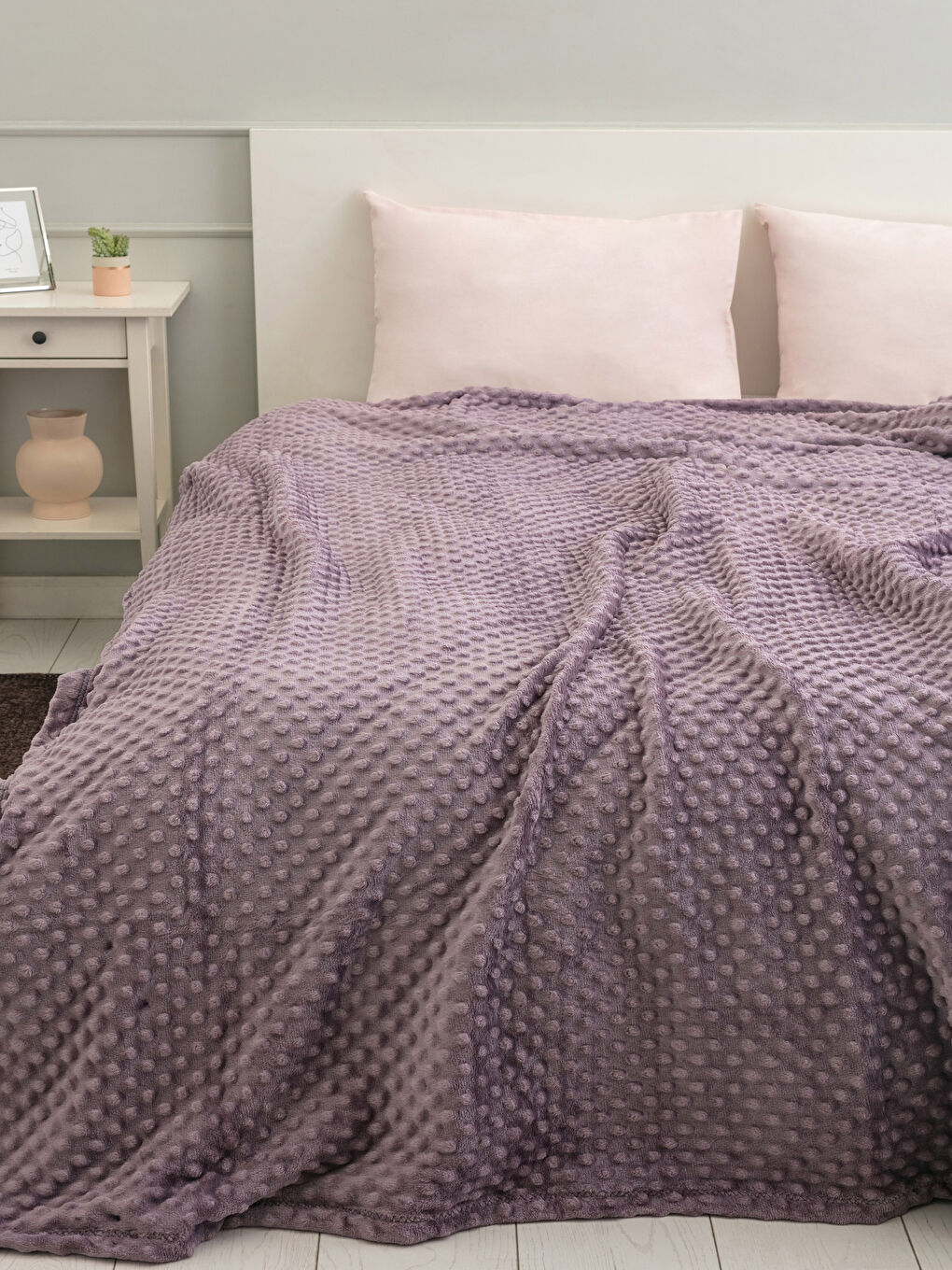Mor Çift Kişilik Tomurcuk Yumuşak Dokulu Battaniye 200x220 cm