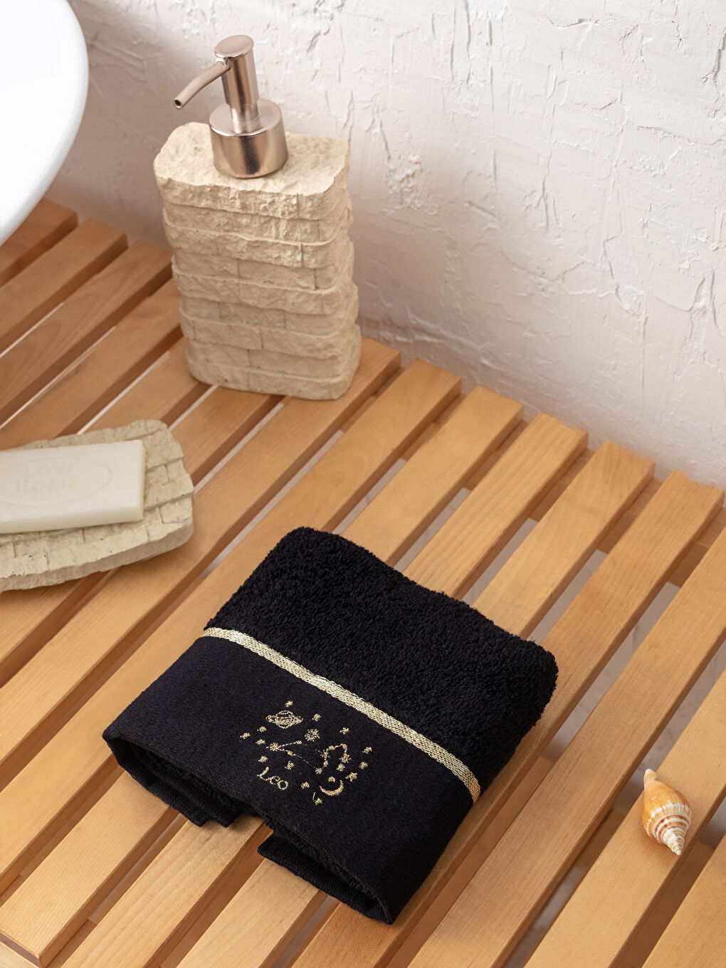 Serviette d'invité Lion Horoscope Broderie Détail Bouclé 30x50 Cm