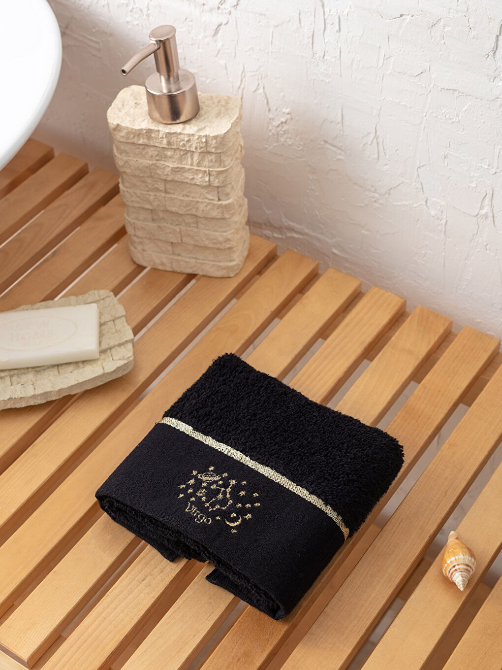 Virgo Horoscope Embroidery Detailed Curl Hand Towel 30x50 Cm