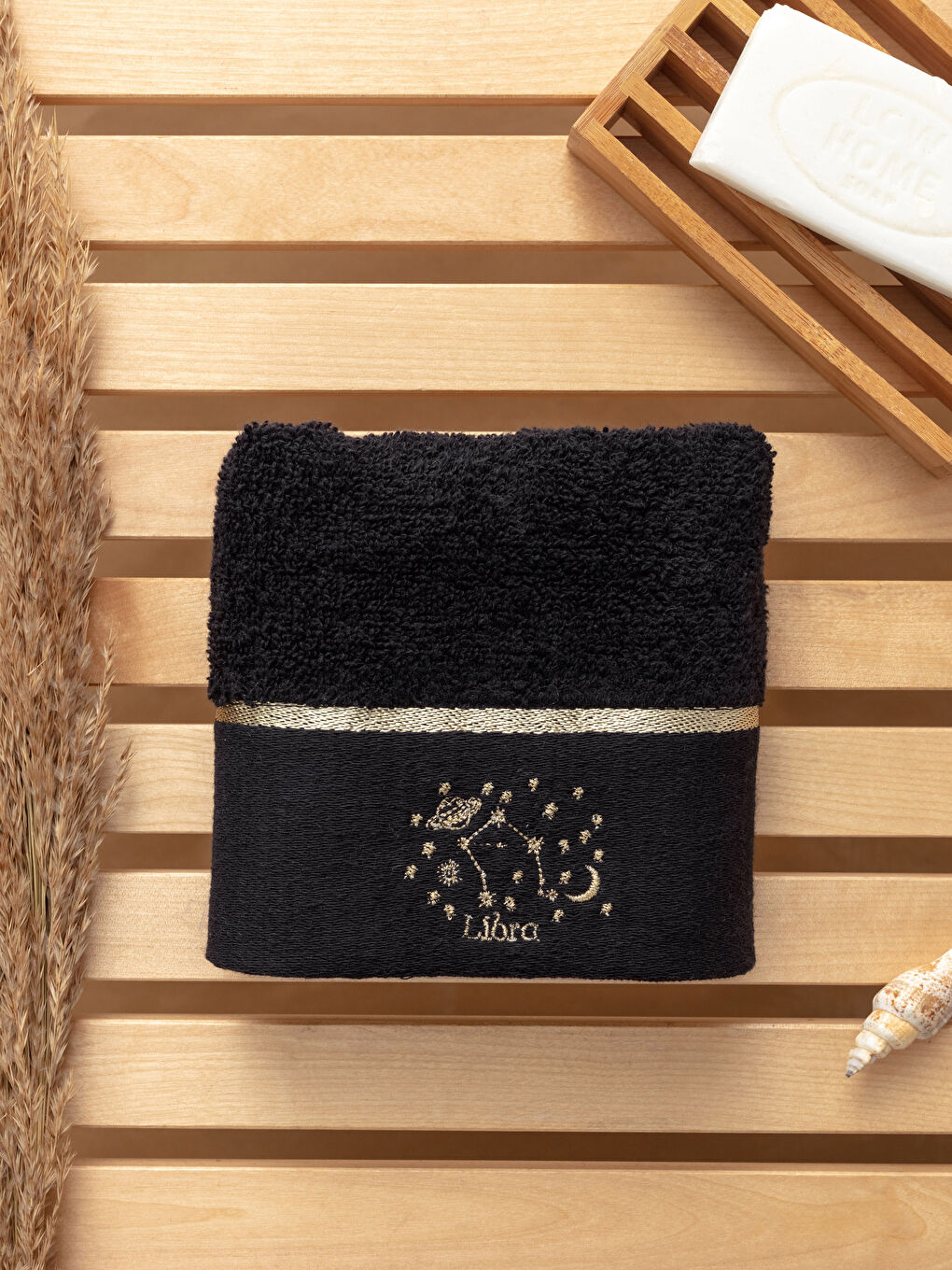 Libra Horoscope Embroidery Detailed Curl Hand Towel 30x50 Cm-1