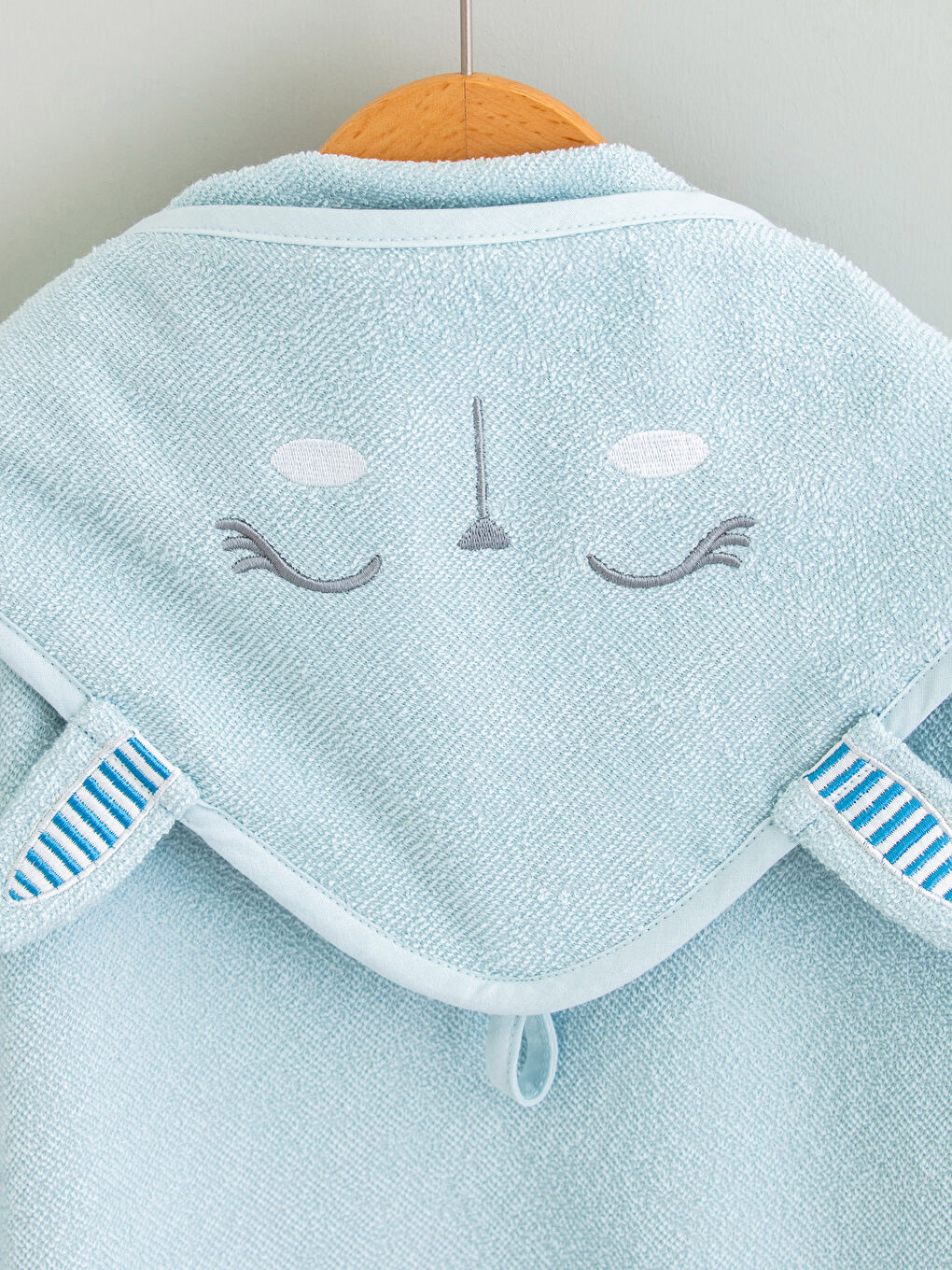 Embroidery Detailed Hooded Baby Boy Towel 75x75 Cm-2