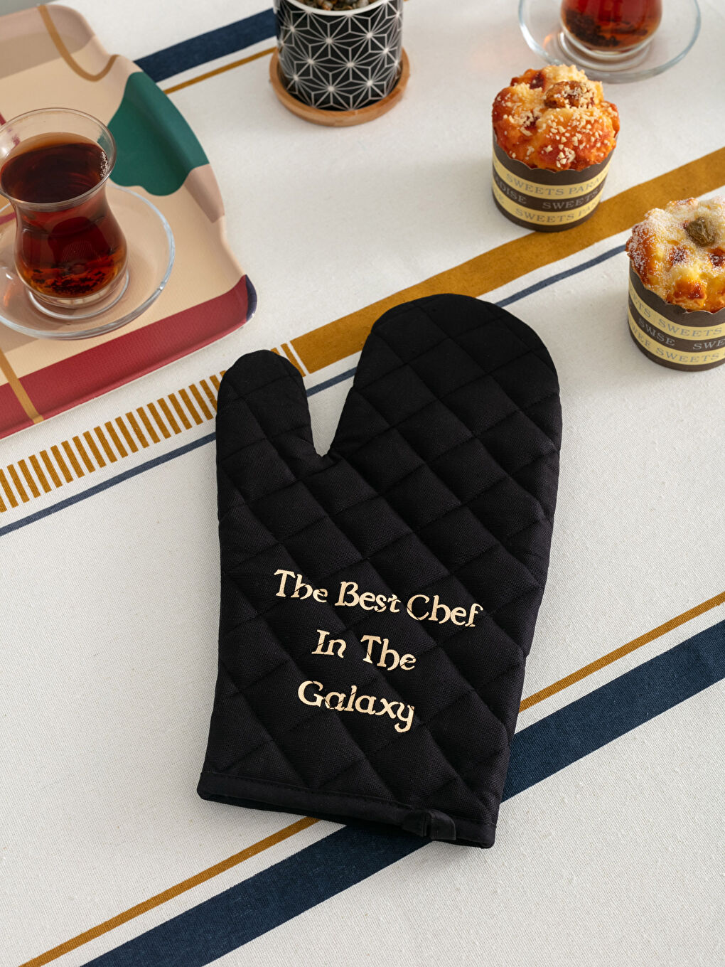 Karışık Baskılı Gabardin Fırın Eldiveni