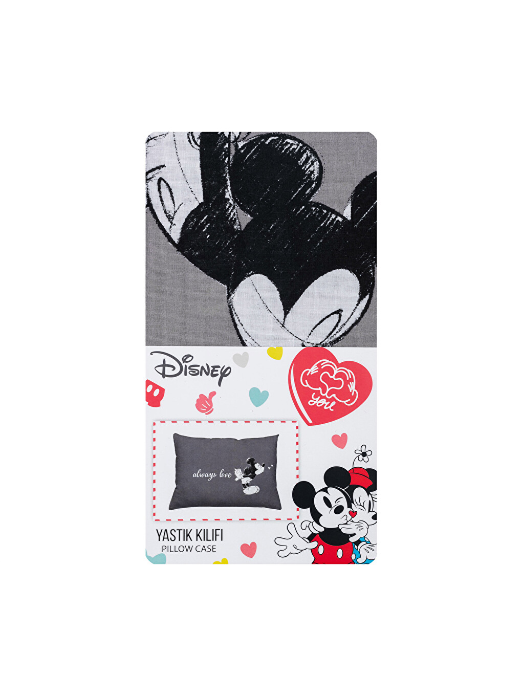 Siyah Mickey Mouse Lisanslı Dokuma Yastık Kılıfı 50x70 cm-2