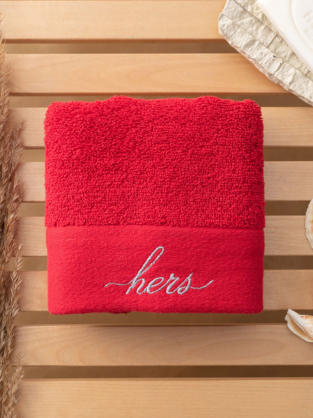 Valentine's Day Themed Embroidery Detailed Curl Hand Towel 30x50 Cm-1