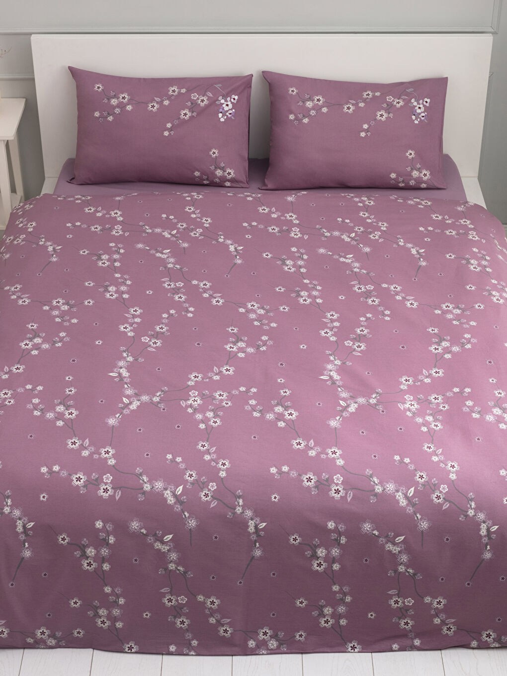 Parure De Housse De Couette Double En Coton À Motifs Floraux-2