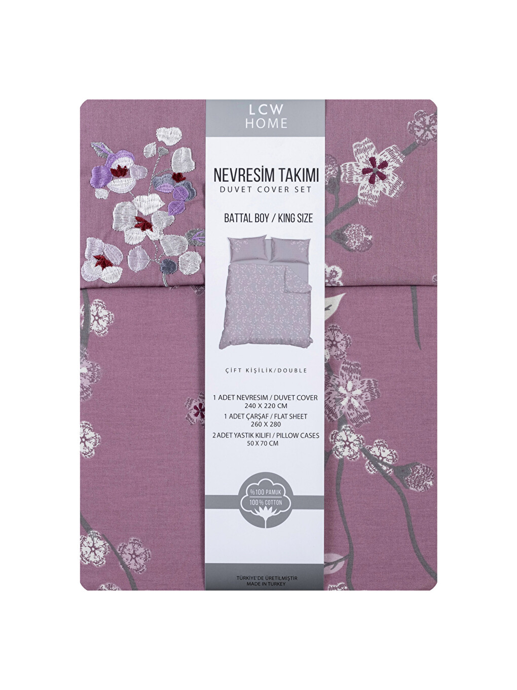 Doppel-Übergröße Baumwolle Blumenmuster Bettbezug-Set-6