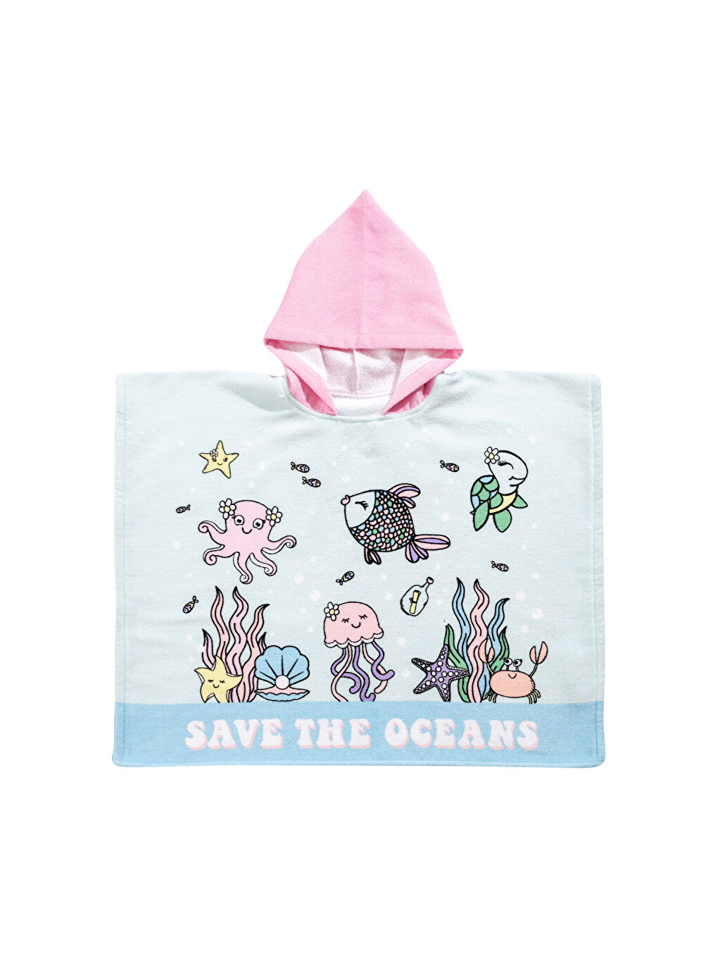 LCW ACCESSORIES Printed Hooded Girls Velvet Beach Towel -S29937Z4-LSC