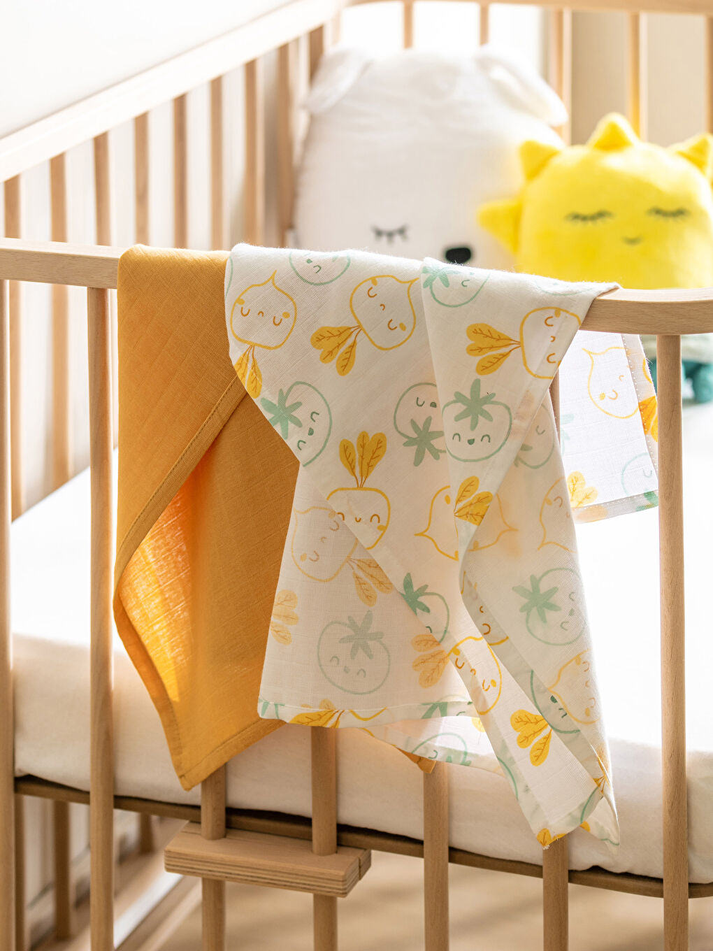 Ekru Erkek Bebek Müslin Bez 2'li 65x65 cm