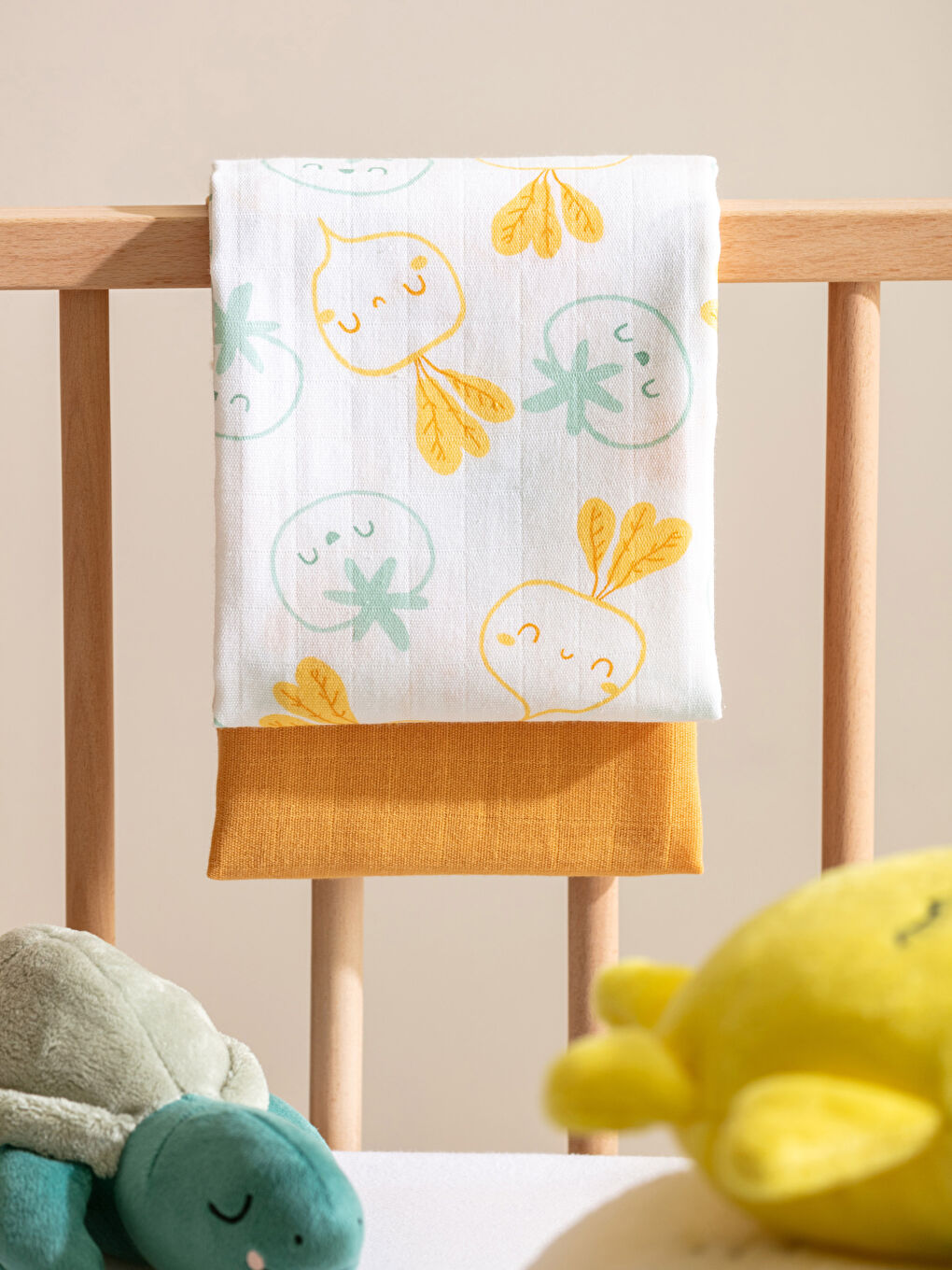 Ekru Erkek Bebek Müslin Bez 2'li 65x65 cm-1