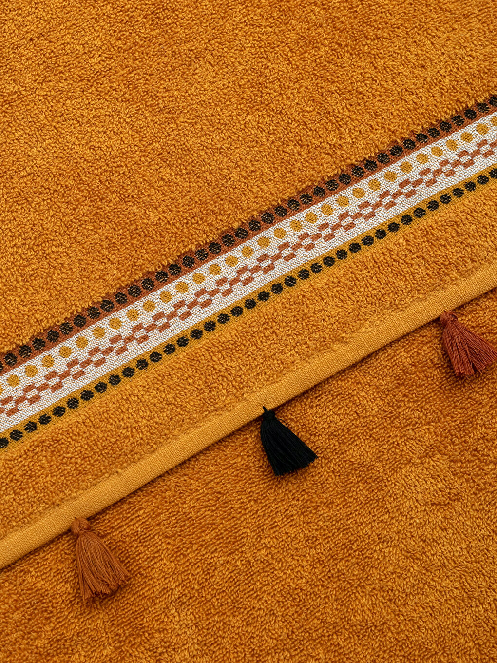 Serviette de Toilette Jacquard Bouclette Détails Pompons 50x80 Cm-2