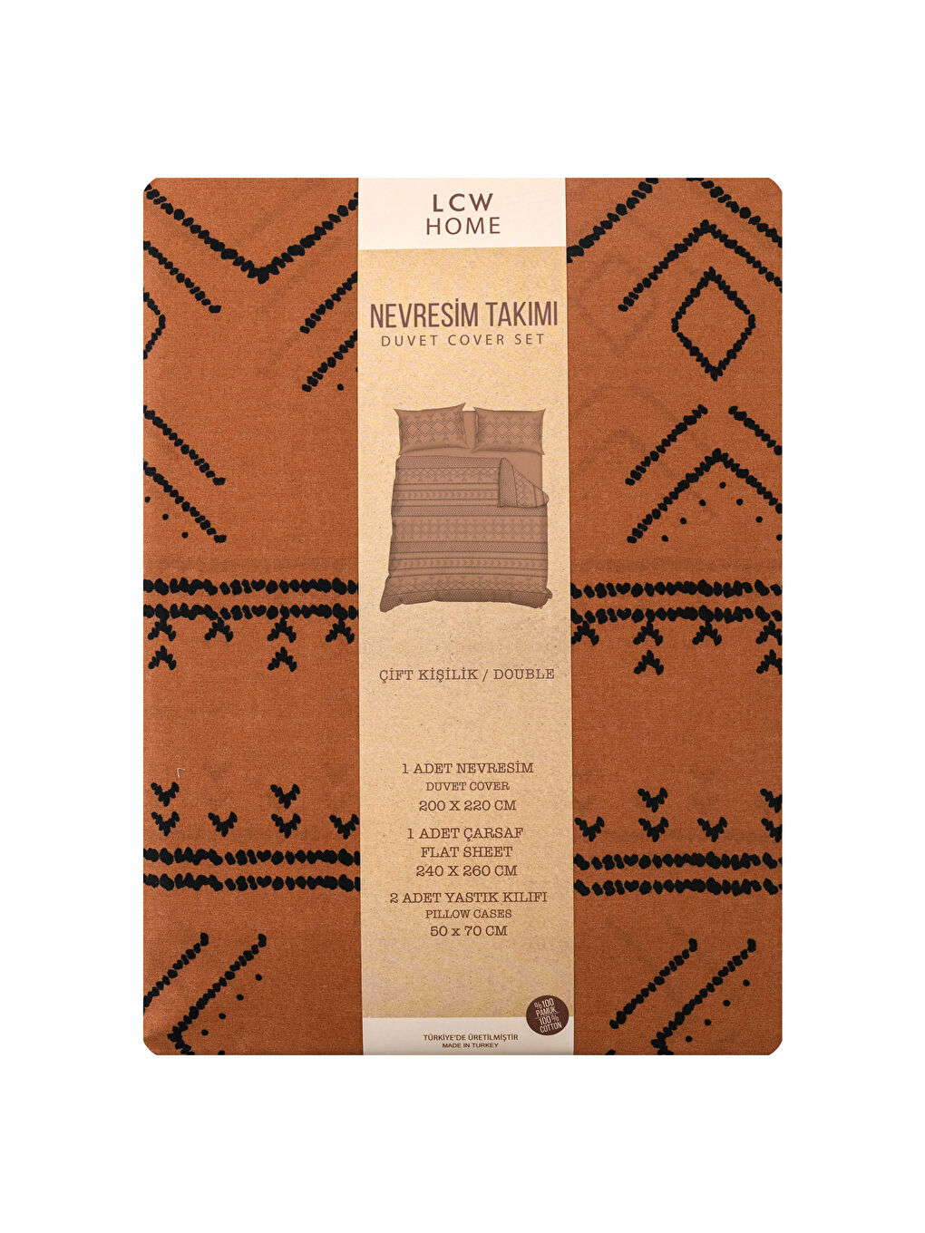 Karışık Çift Kişilik Pamuklu Desenli Nevresim Takımı-6