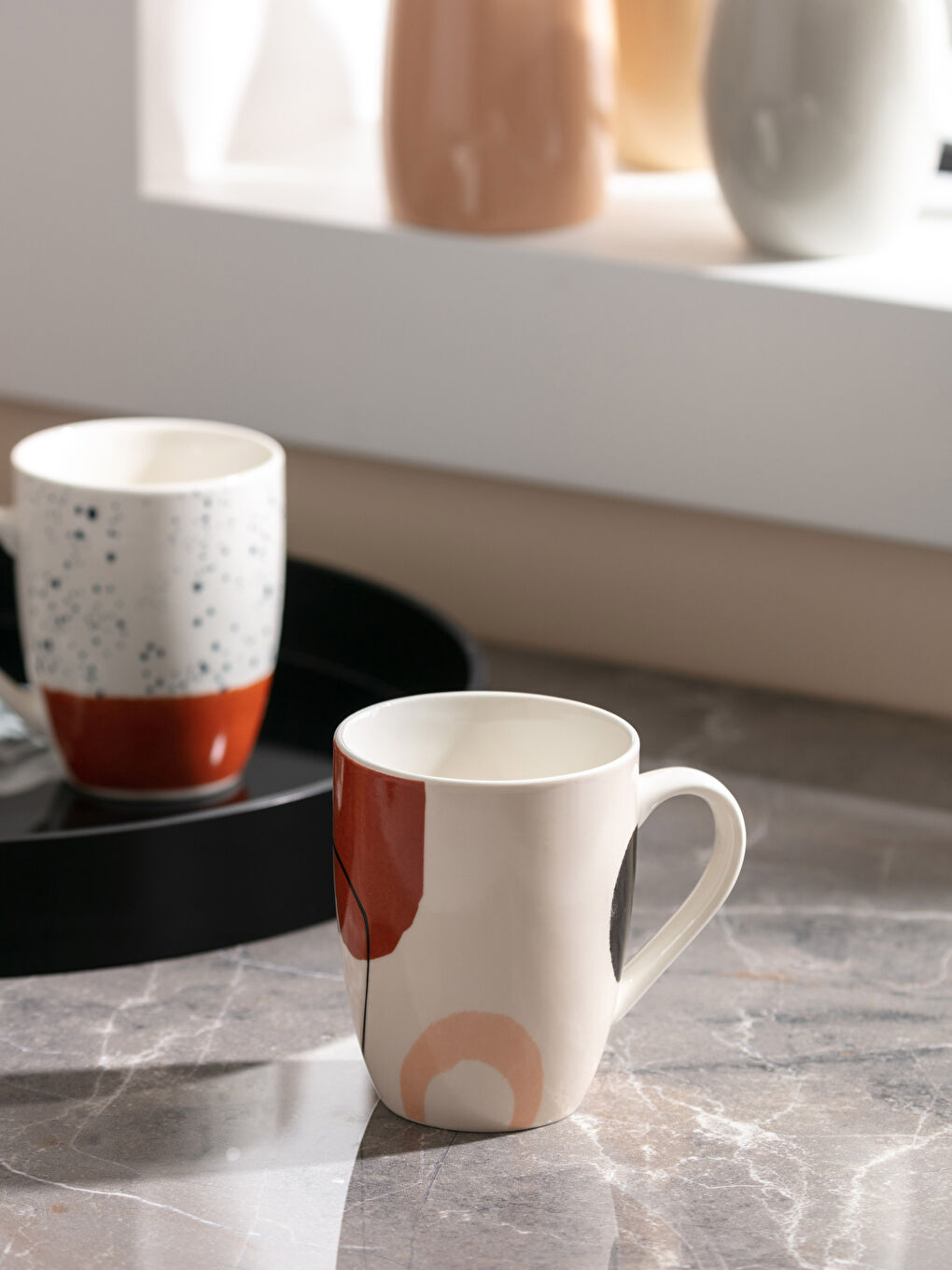 Karışık Desenli Porselen Kupa Bardak 350 ml