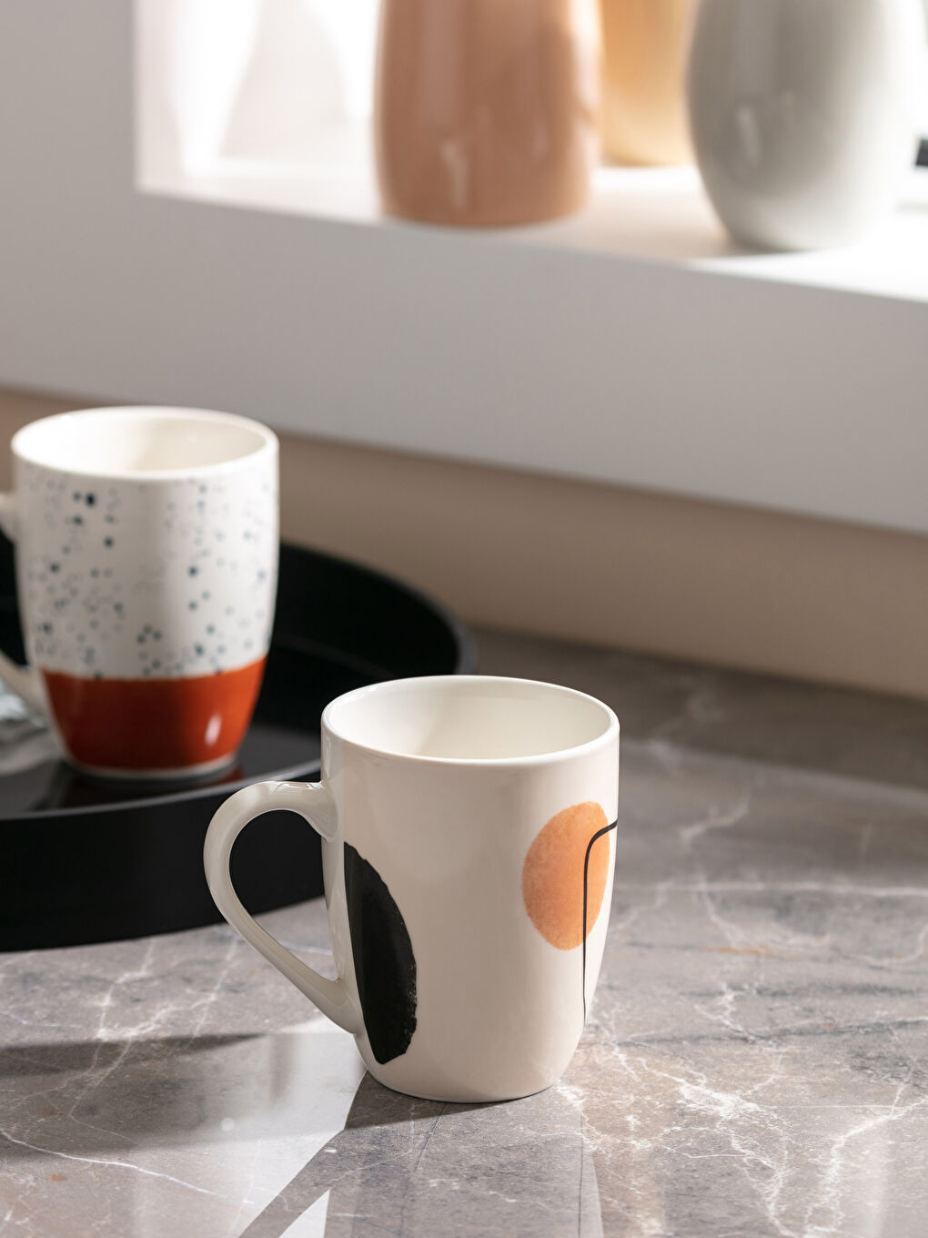 Karışık Desenli Porselen Kupa Bardak 350 ml-1