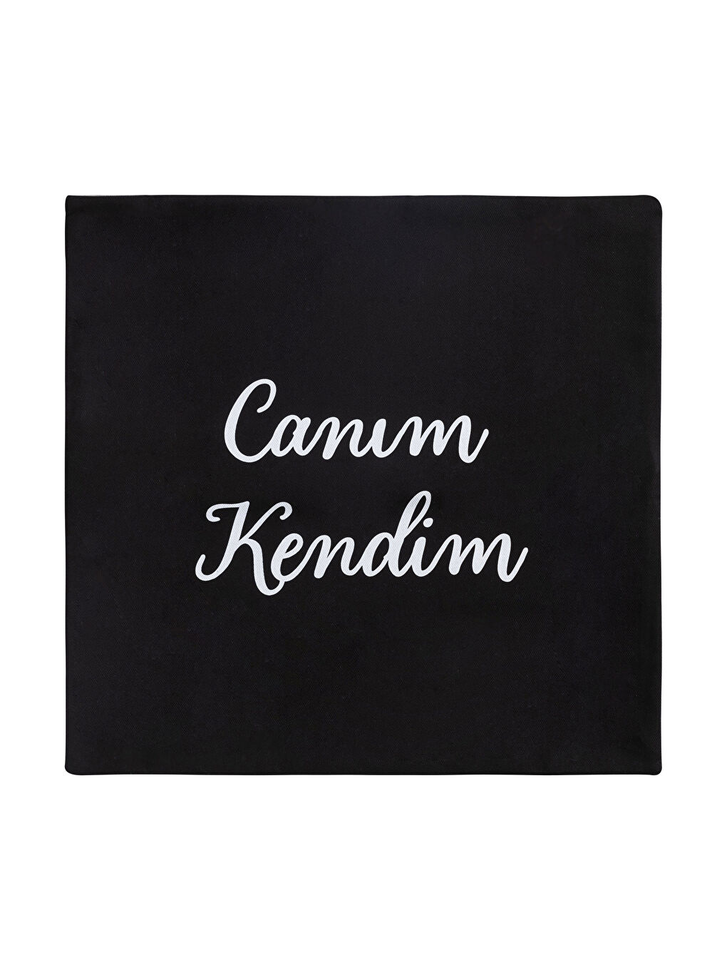 Siyah Yazı Baskılı Gabardin Kırlent Kılıfı 45x45 cm-3