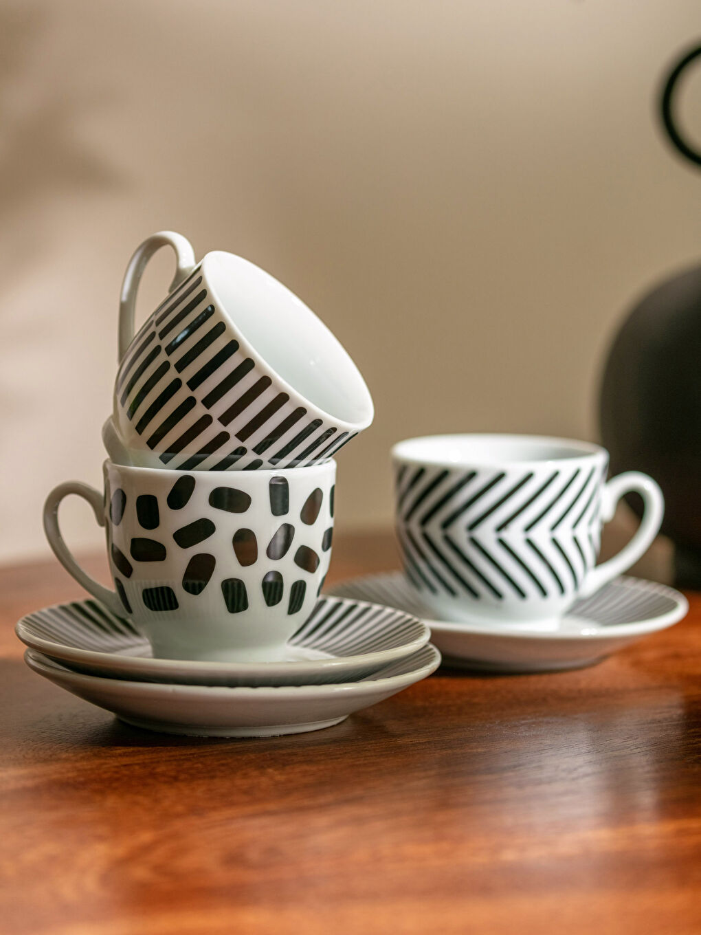 Patterned Porcelain Coffee Cup Set 12 Pieces-1