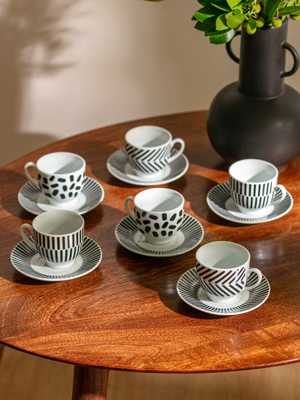 Patterned Porcelain Coffee Cup Set 12 Pieces-2
