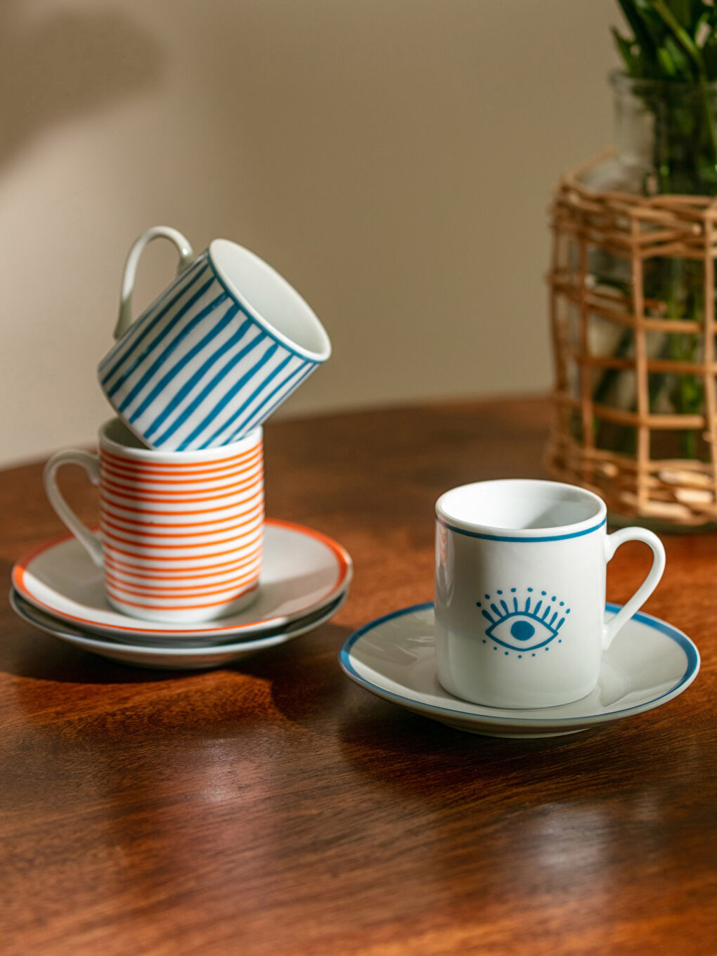 Patterned Porcelain Coffee Cup Set 12 Pieces-1