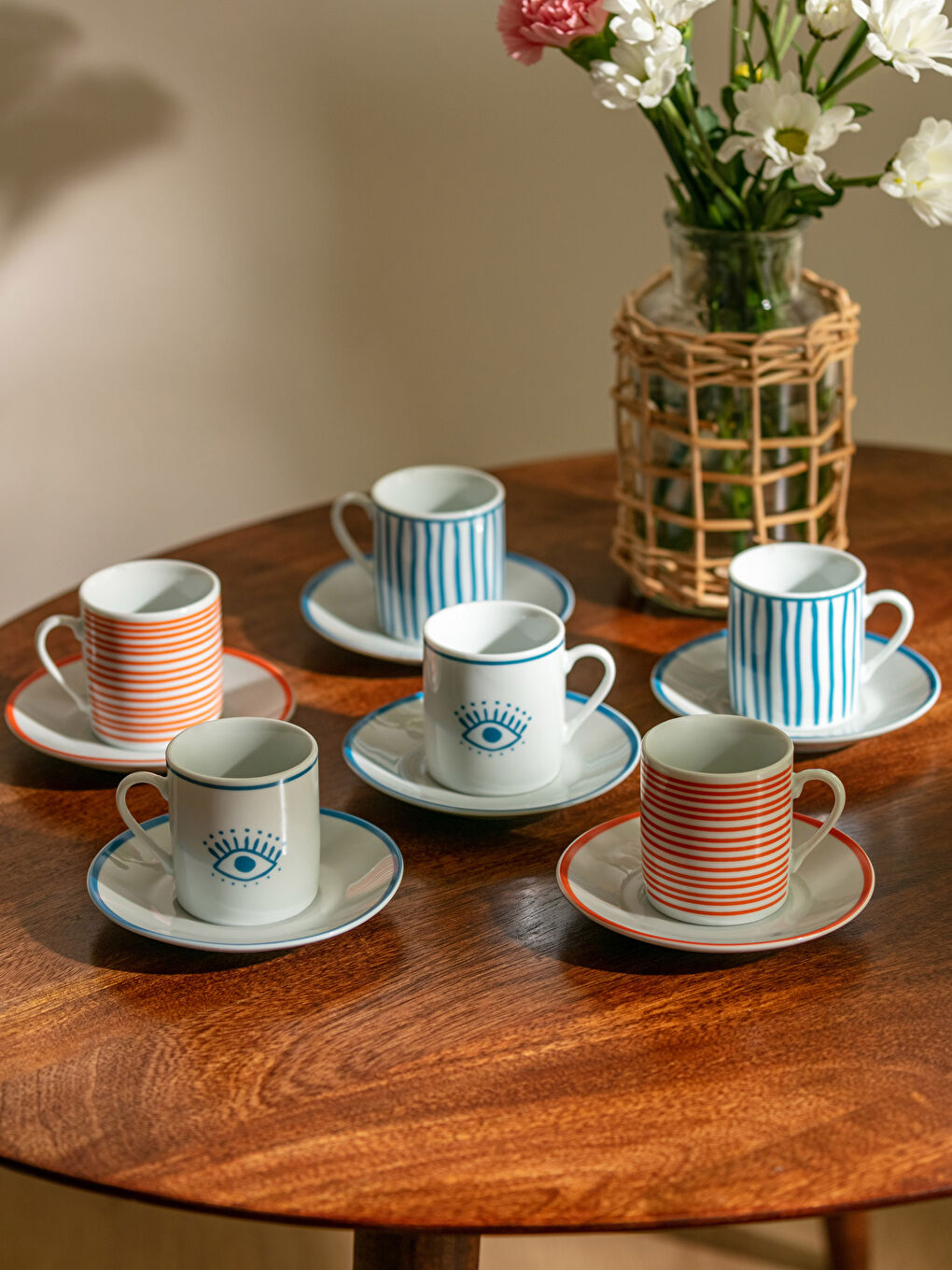 Patterned Porcelain Coffee Cup Set 12 Pieces-2
