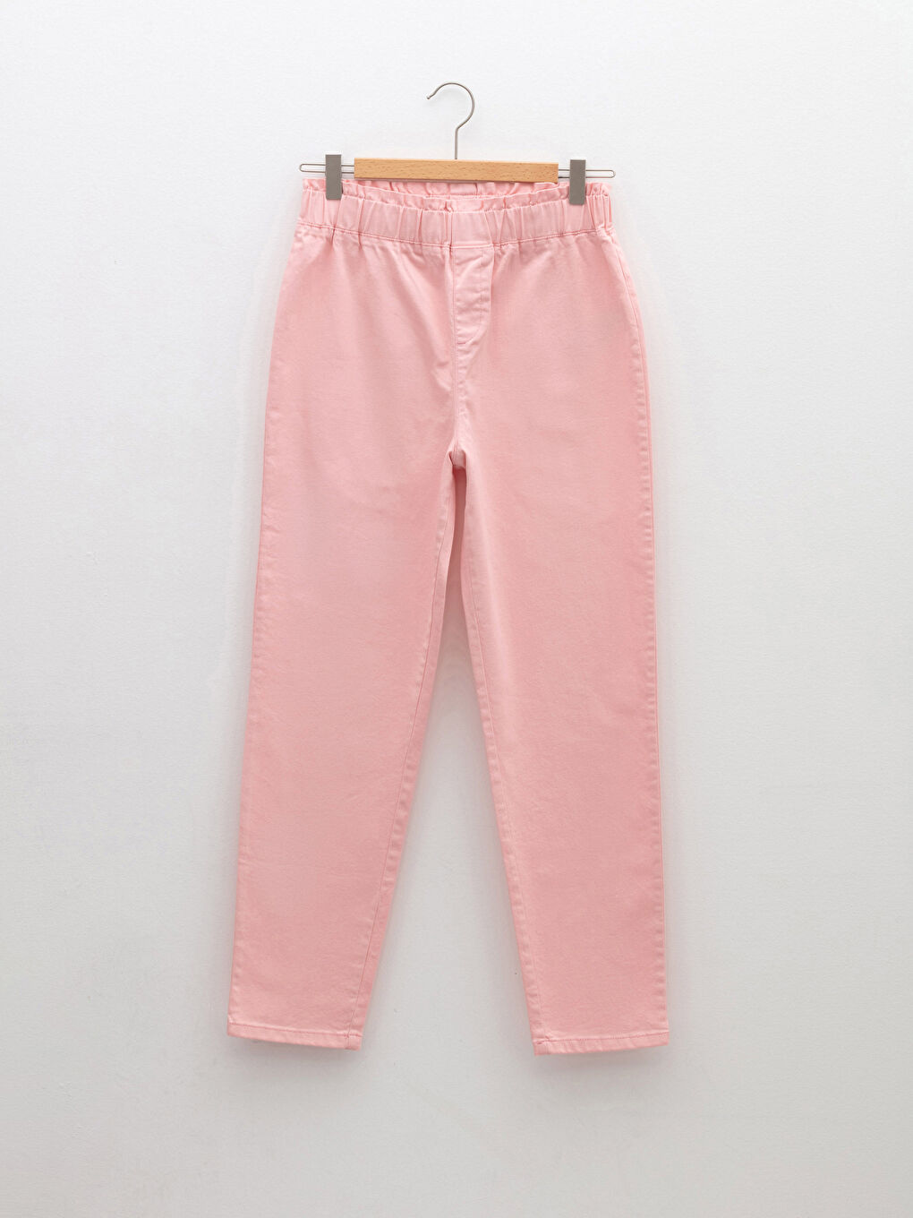 Pembe Beli Lastikli Basic Kız Çocuk Pantolon