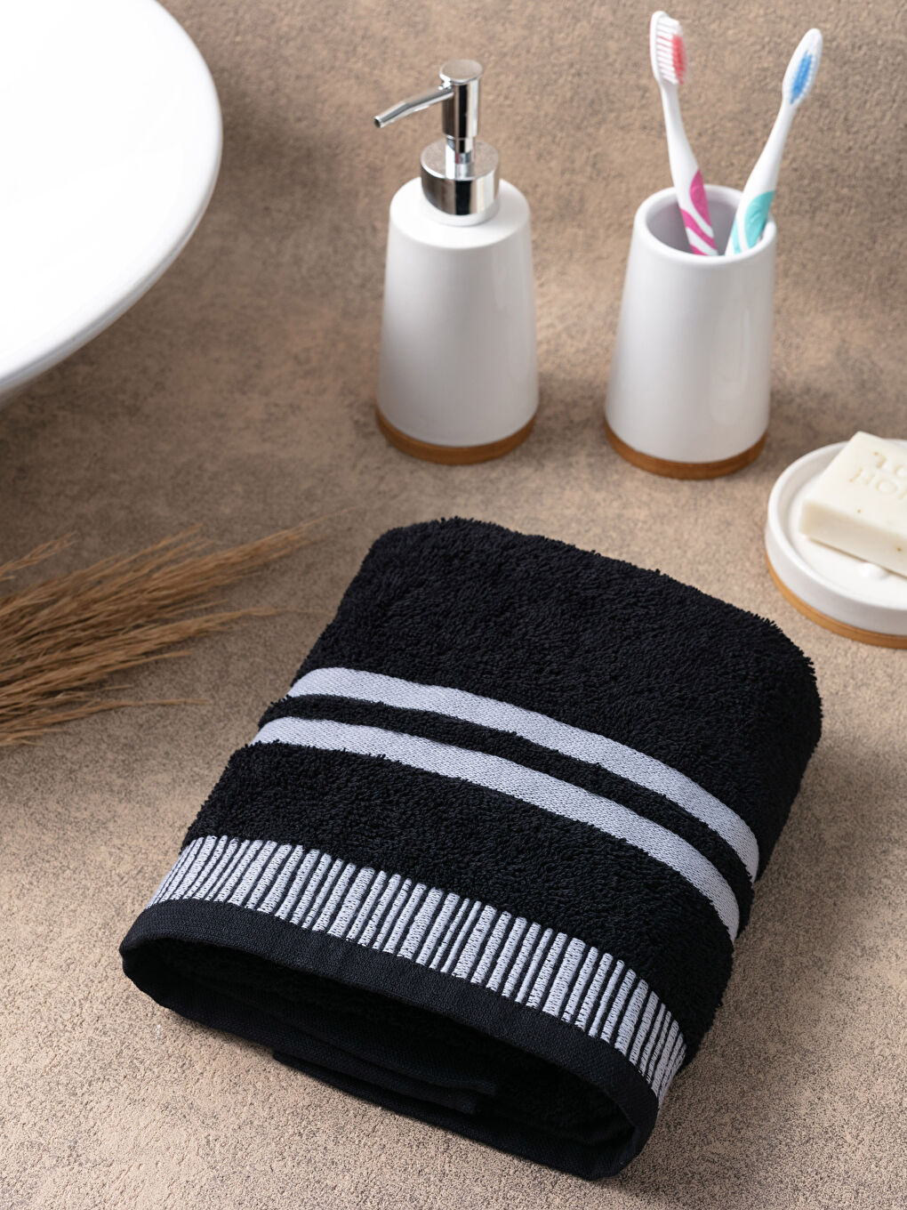 Serviette de visage rayée 50x80 cm