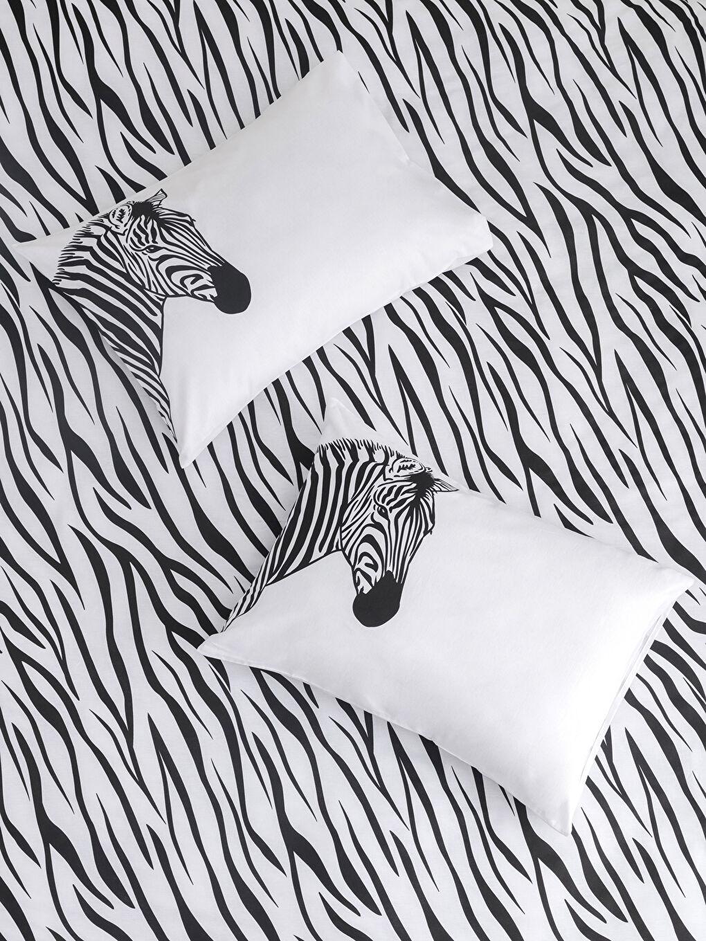 LCW HOME Double Cotton Zebra Patterned Duvet Cover and Pillowcase -S2AR42Z8-F9C