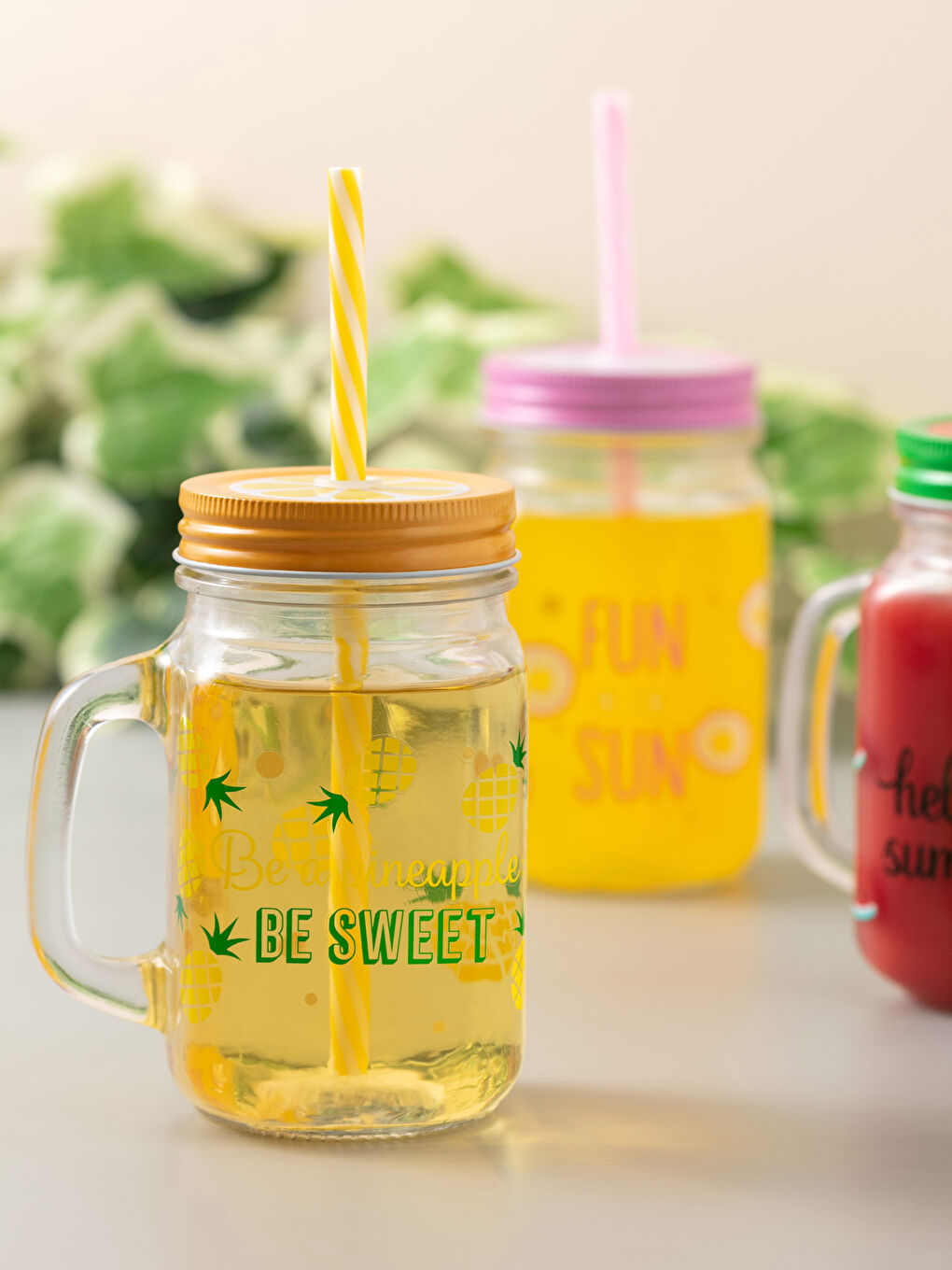 Karışık Pipetli Kapaklı Cam Bardak 450 ml