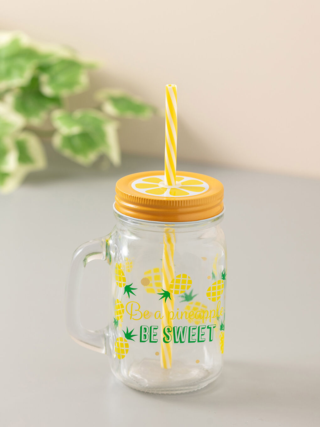 Karışık Pipetli Kapaklı Cam Bardak 450 ml-2