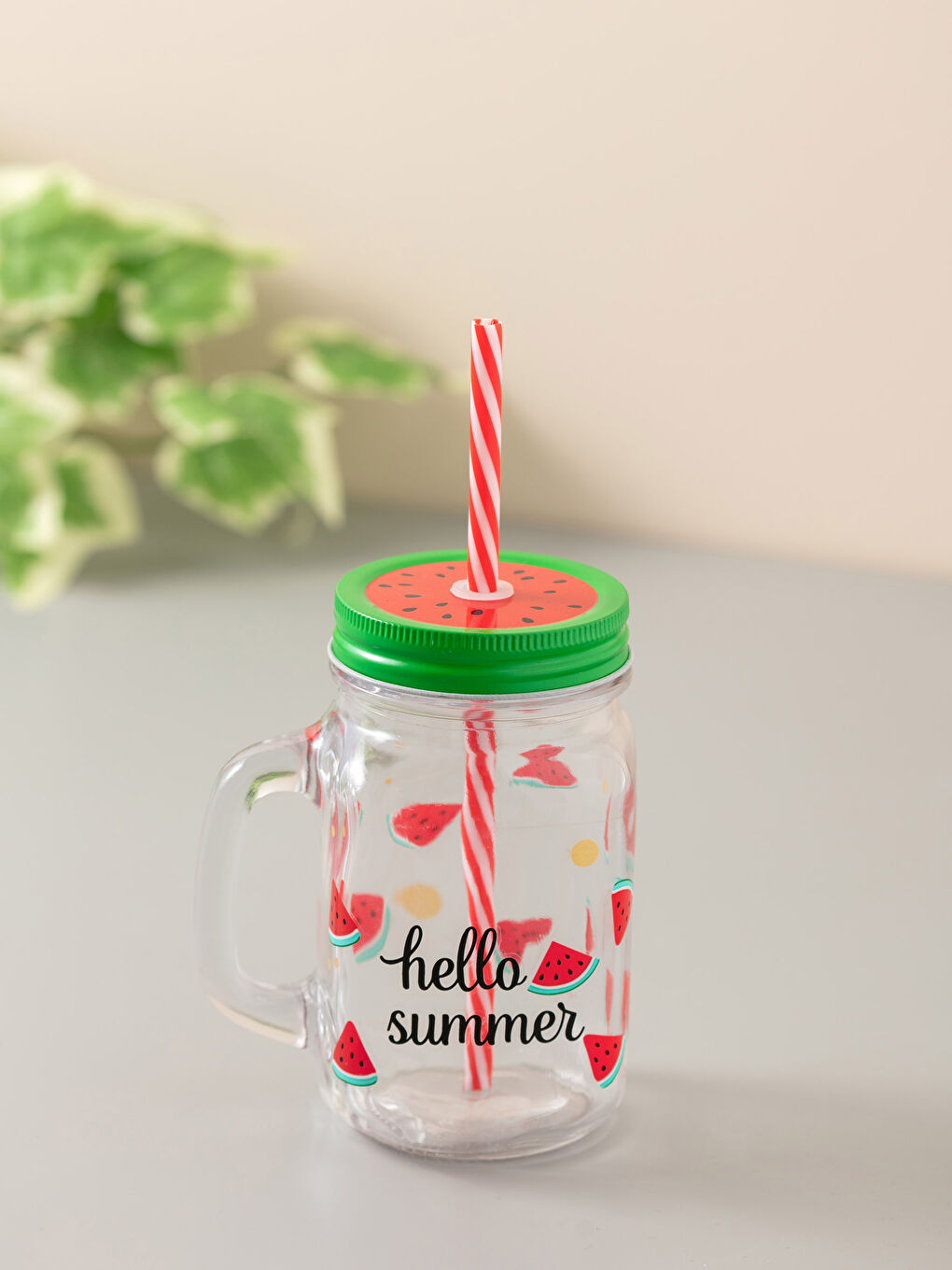 LCW HOME Glass Cup With Straw Lid 450 Ml -S2BA80Z8-F9C