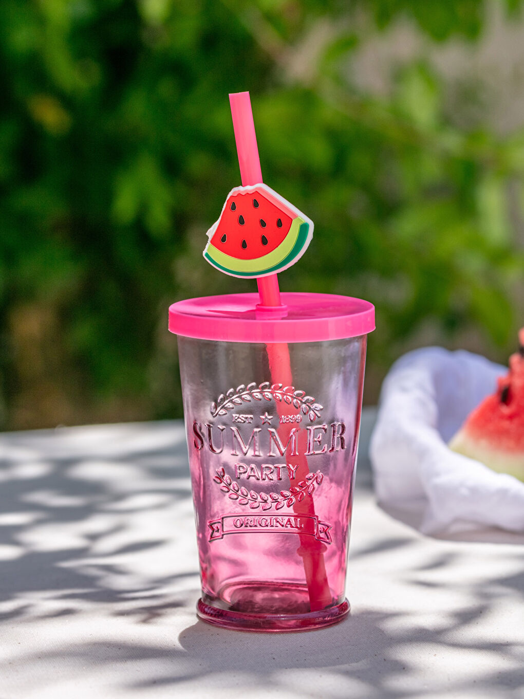 Принтті қақпағы мен сабаны бар салқын сусынға арналған стақан 270 мл