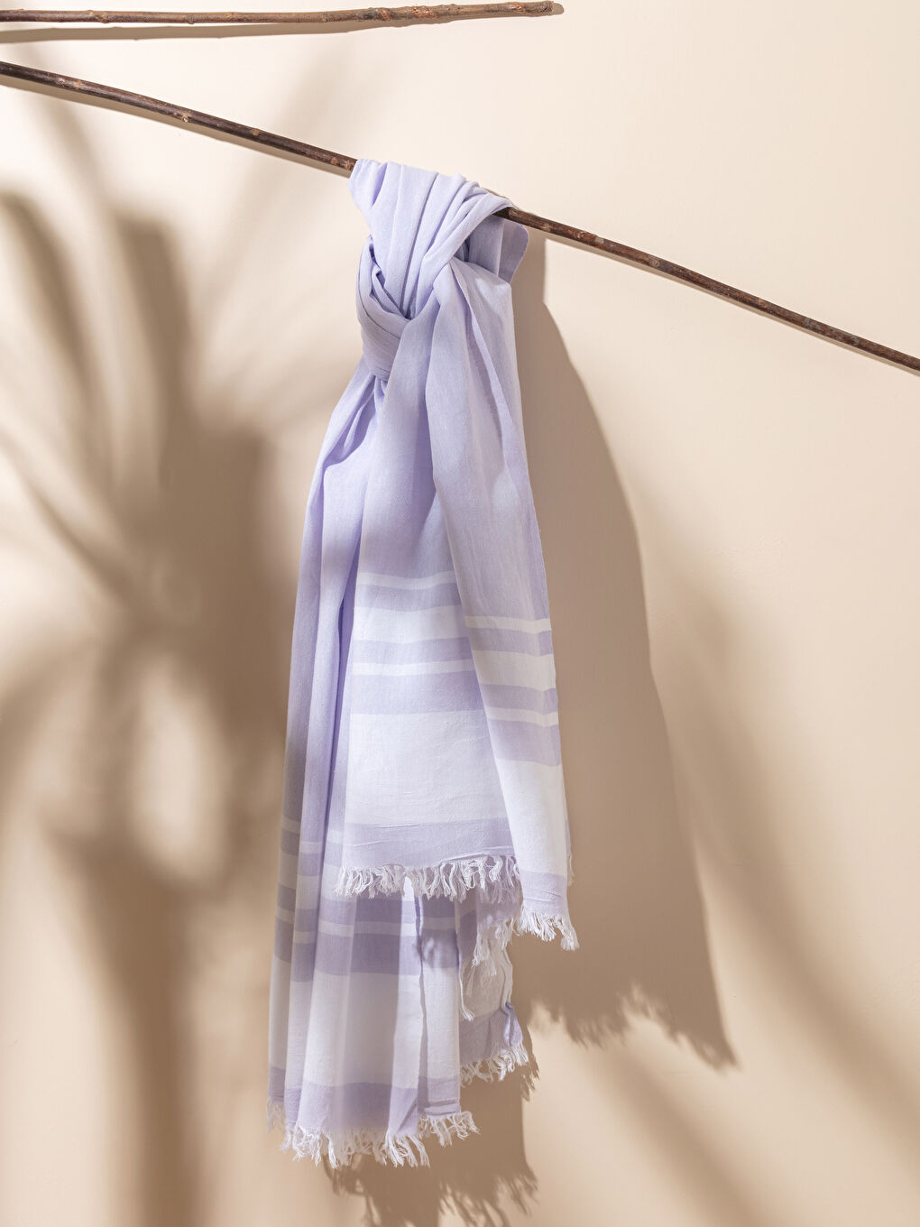 Lila Renk Bloklu Püsküllü Peştamal Plaj Havlusu 90x165 cm