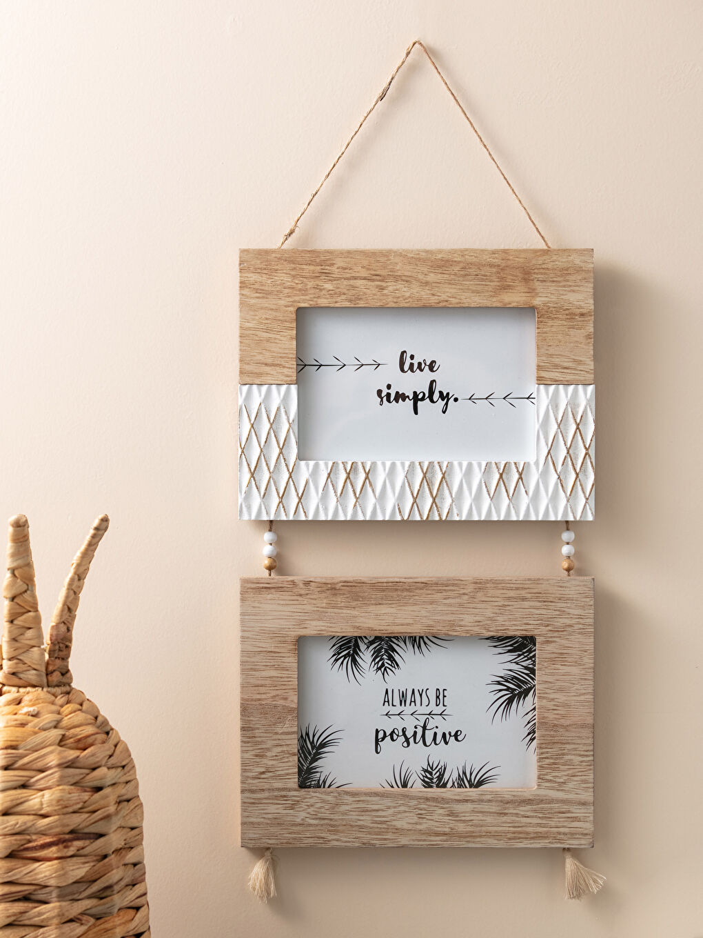 Double Layer Hanging Wooden Picture Frame 21x49x1 Cm