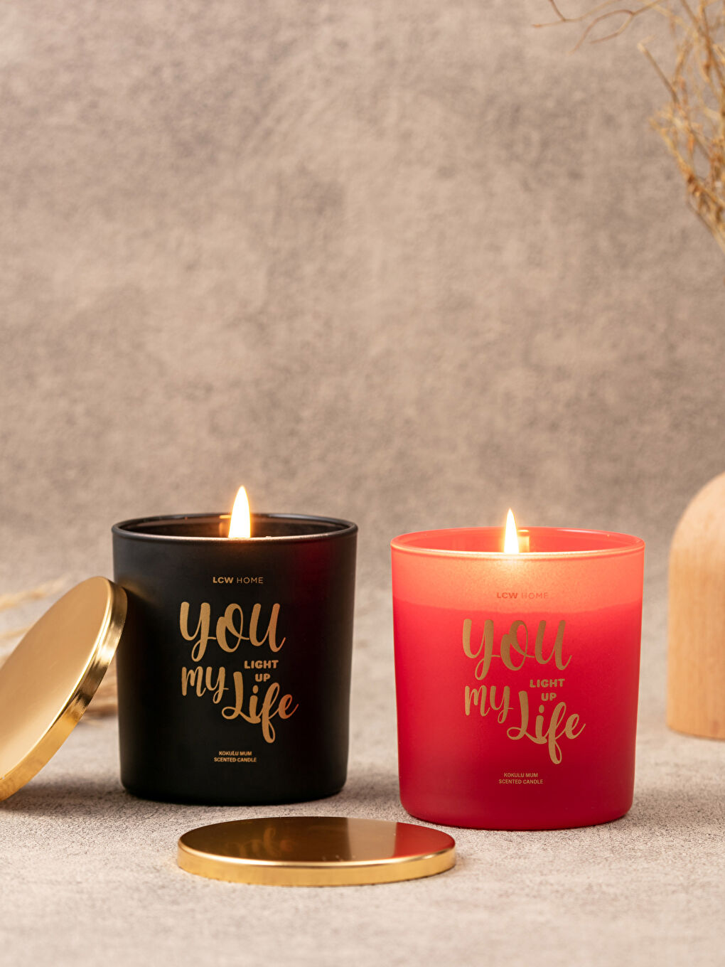 Valentine's Day Themed Text Printed Candle Set of 2 210 Gr