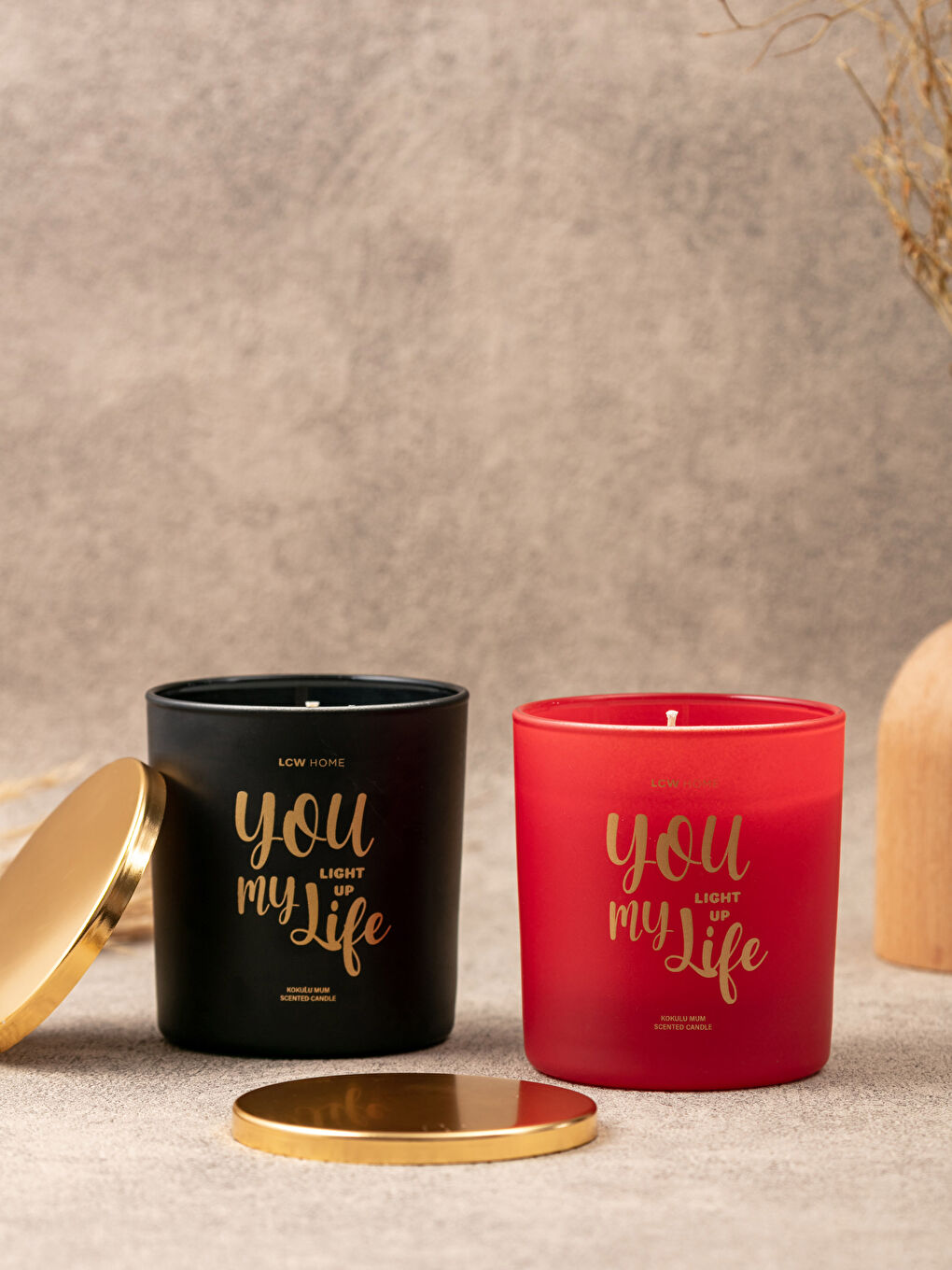Valentine's Day Themed Text Printed Candle Set of 2 210 Gr-1