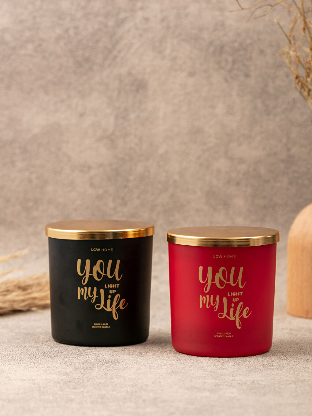 Valentine's Day Themed Text Printed Candle Set of 2 210 Gr-2
