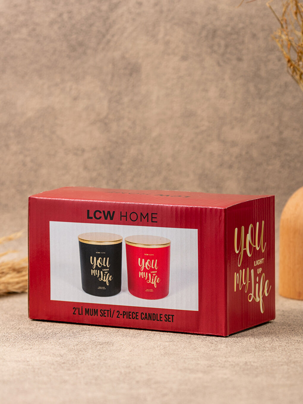 Valentine's Day Themed Text Printed Candle Set of 2 210 Gr-3