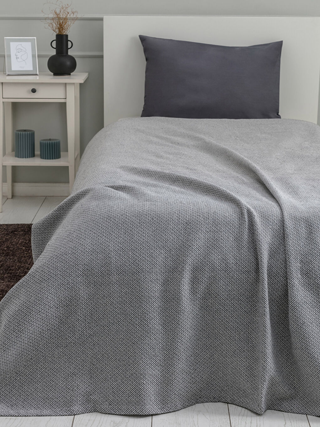 مفرش سرير بيكيه مفرد وغطاء مخدة مطبوع