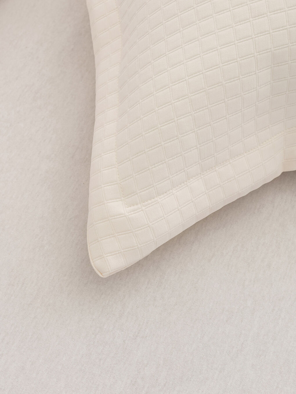 Ekru Çift Kişilik Kendinden Desenli Yatak Örtüsü ve Yastık Kılıfı-3