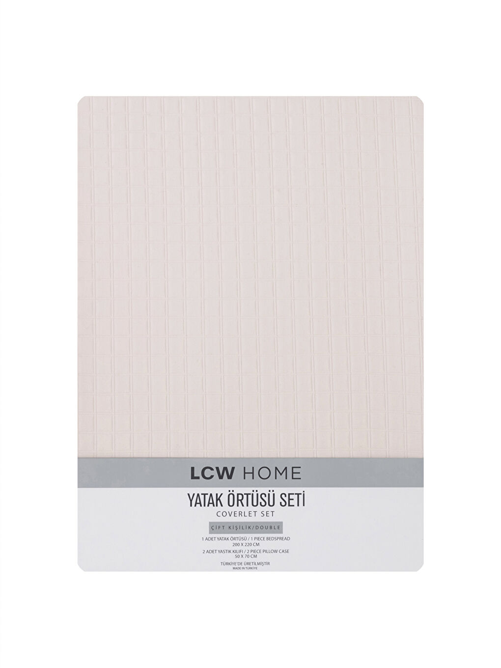 Ekru Çift Kişilik Kendinden Desenli Yatak Örtüsü ve Yastık Kılıfı-5
