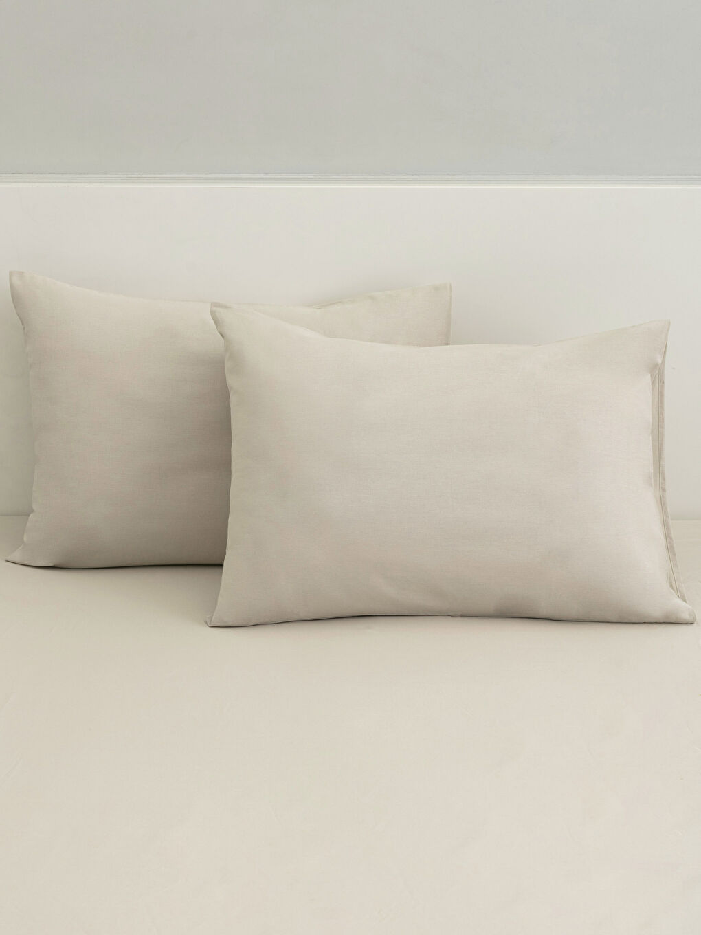 Gri Çift Kişilik Battal Boy Pamuklu Düz Lastikli Çarşaf ve Yastık Kılıfı-1