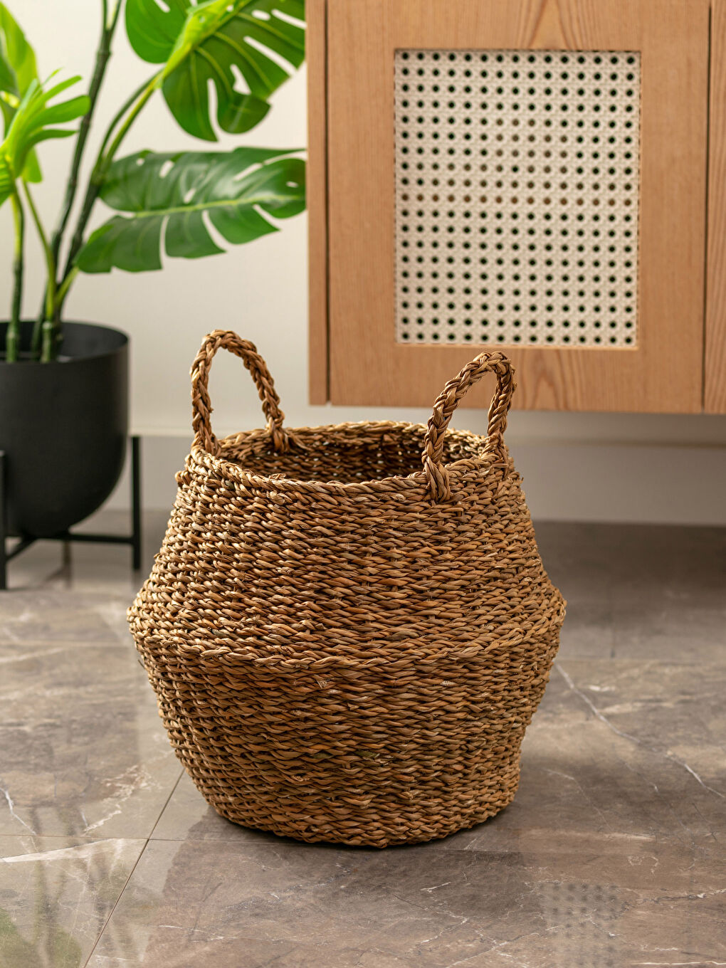 Kahverengi Organizer Hasır Sepet 30x40x35 cm