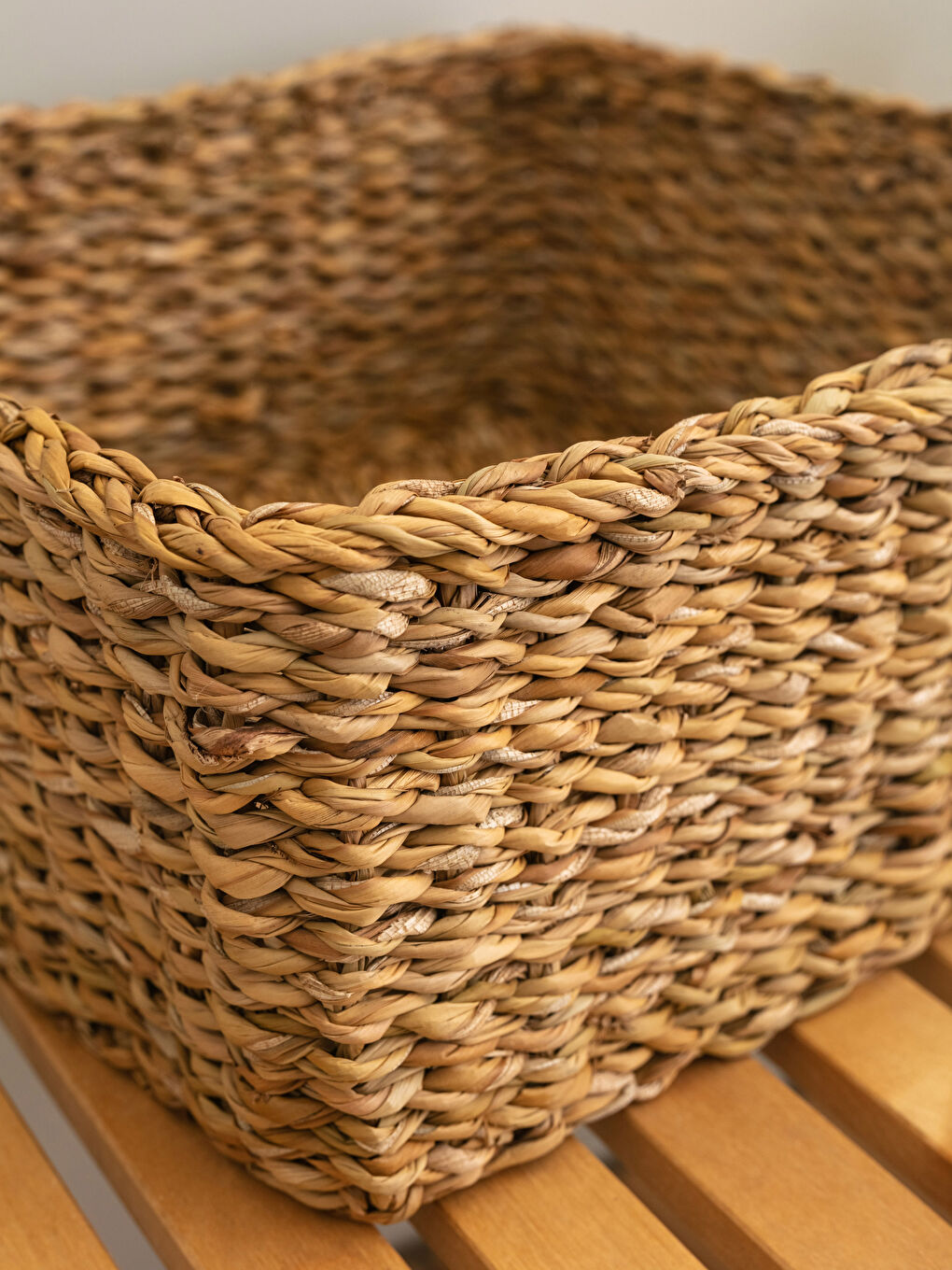 Kahverengi Düz Hasır Organizer Sepet 26x26x12 cm-3