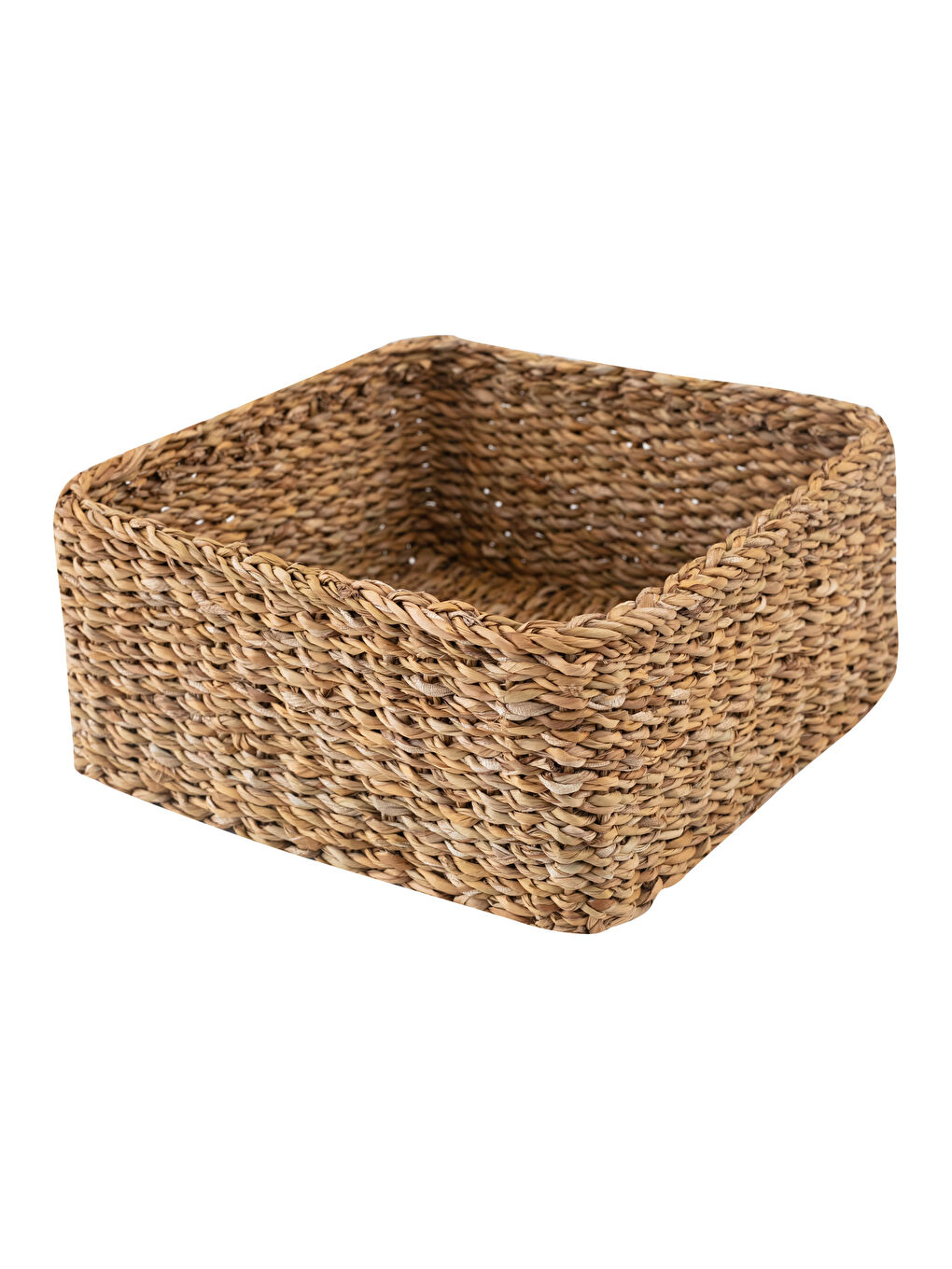 Kahverengi Düz Hasır Organizer Sepet 26x26x12 cm-4