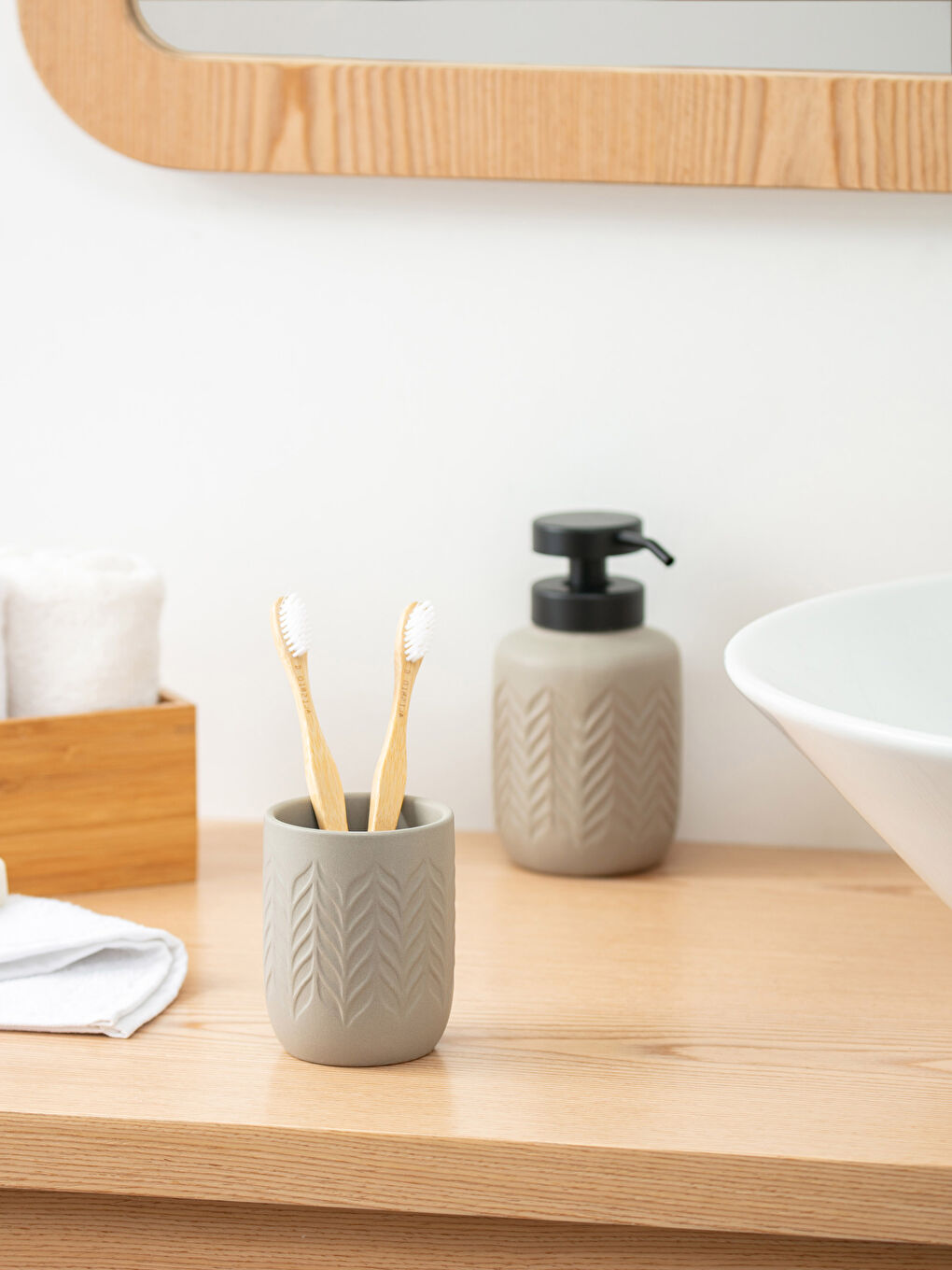 Suport periuță de dinți din ceramică imprimat 7x7x9 cm