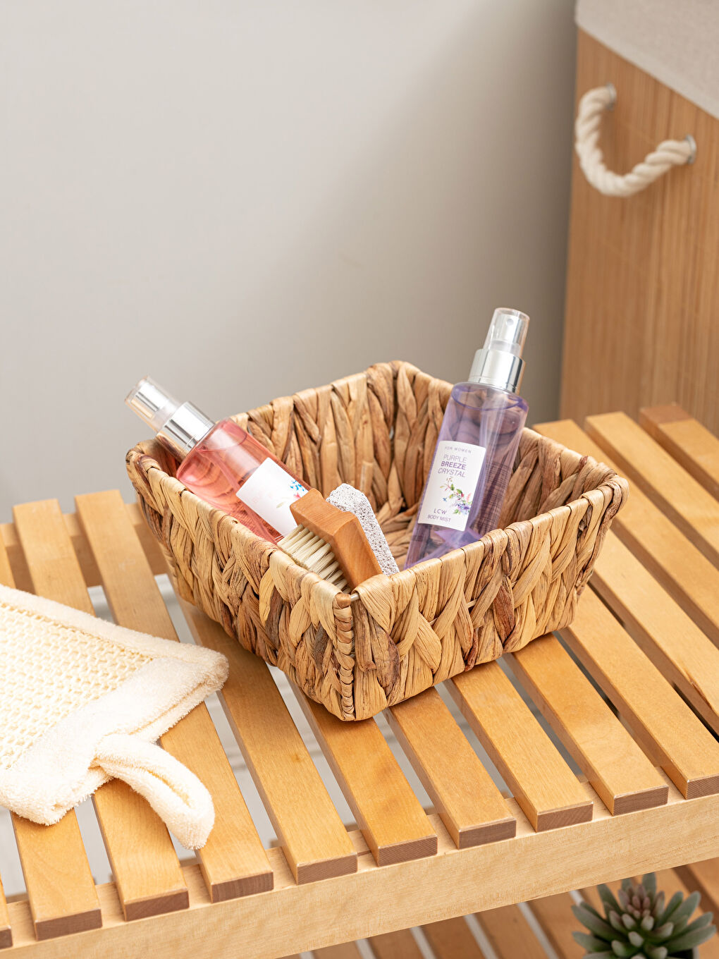 Kahverengi Organizer Hasır Sepet 19x19 cm