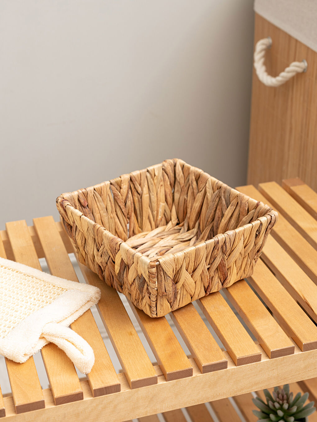 Kahverengi Organizer Hasır Sepet 19x19 cm-1