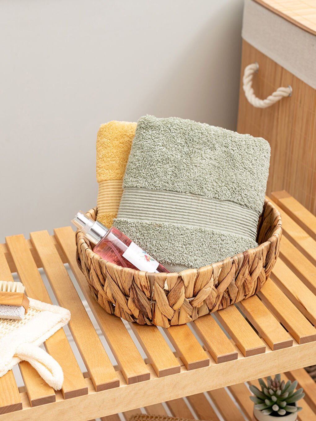 Kahverengi Hasır Organizer Sepet 29x23 cm