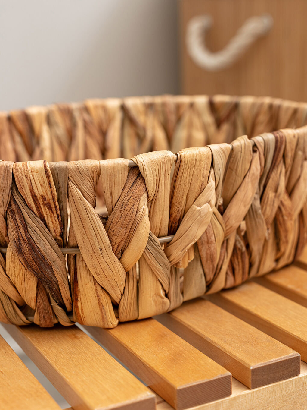 Kahverengi Hasır Organizer Sepet 29x23 cm-2