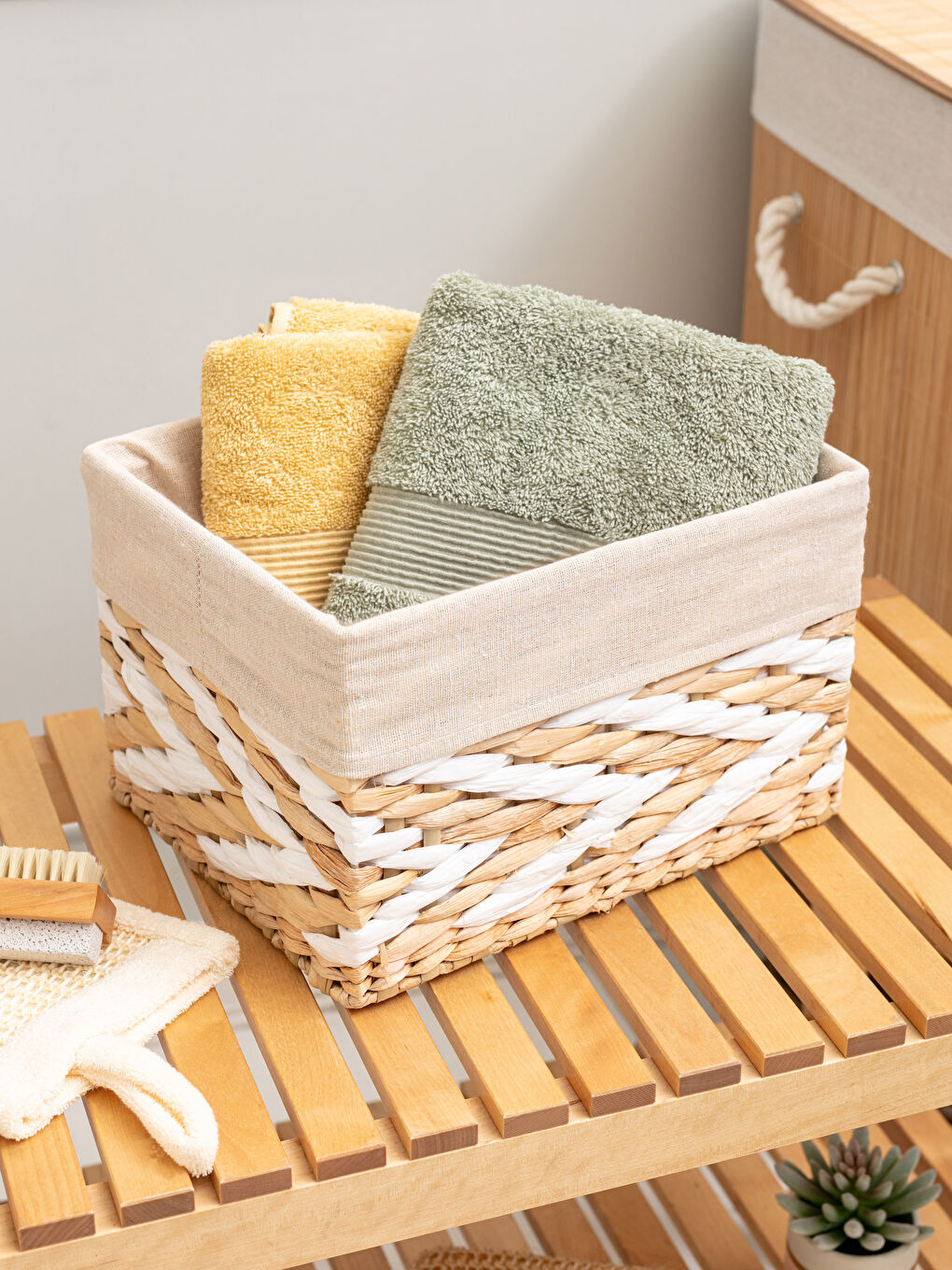 Kahverengi Organizer Hasır Sepet 28x22x18 cm